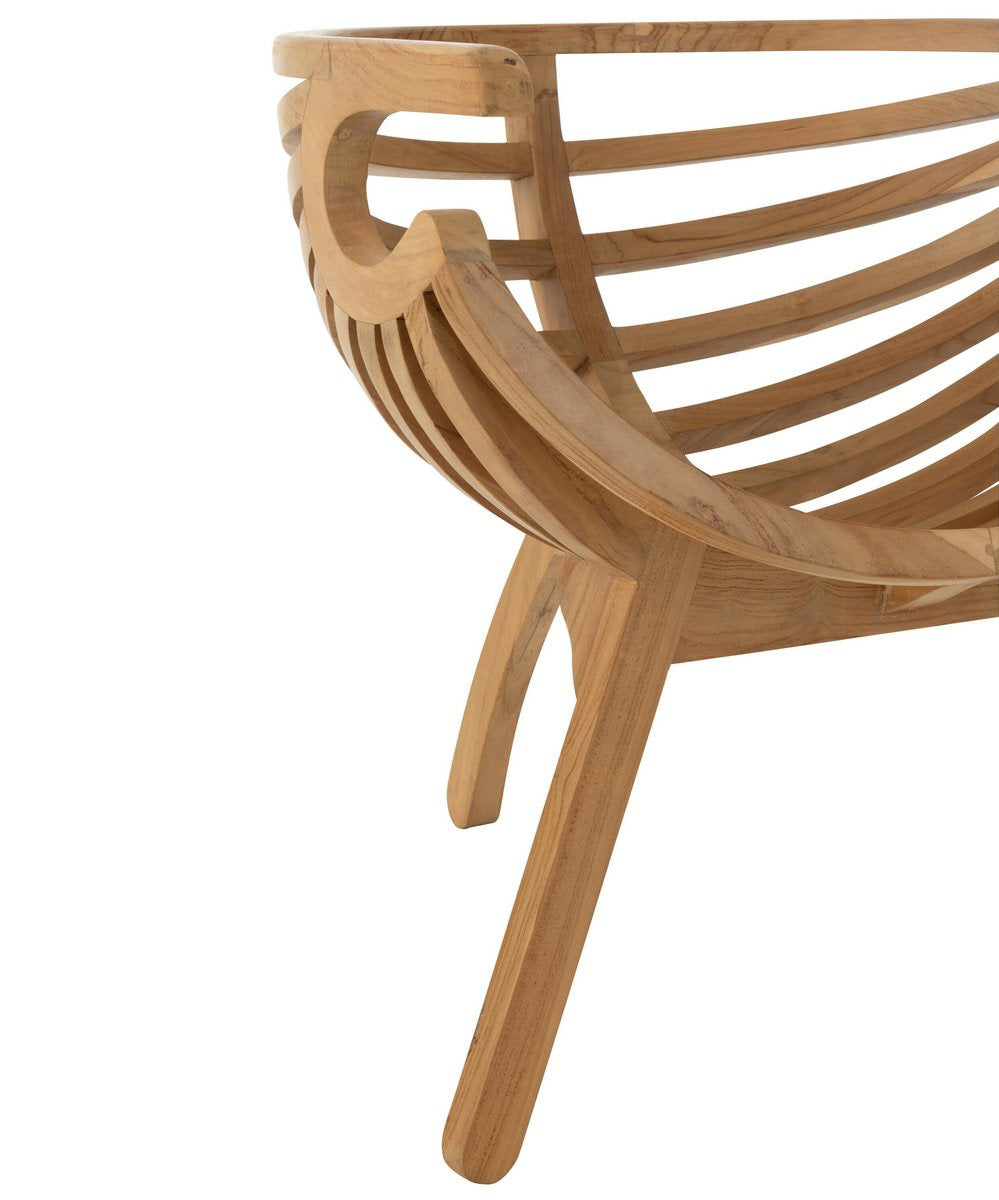 Loungestoel Crab Teak Hout Naturel - Fauteuil - J-Line - livinglovely.nl