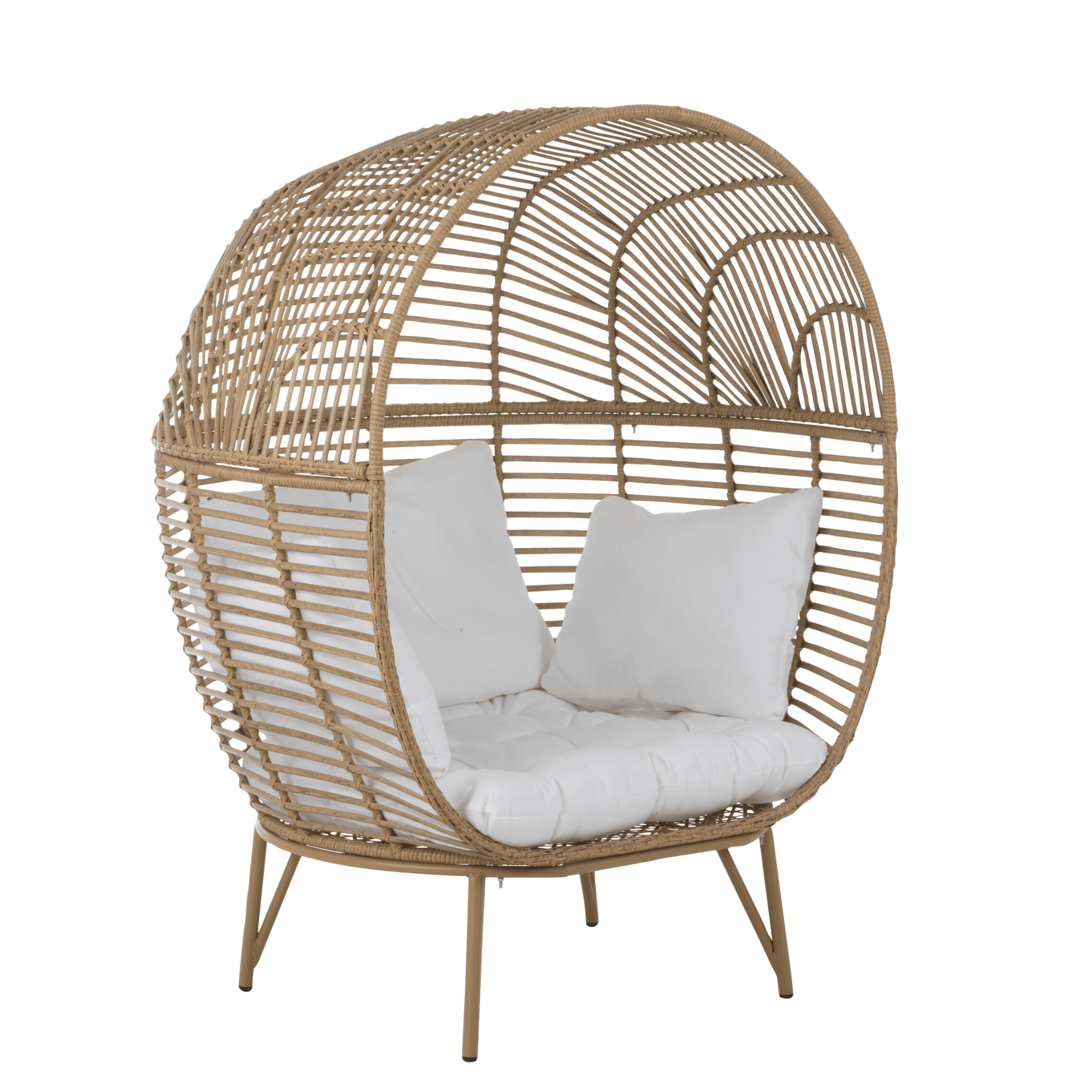 Loungestoel Ovaal Staal Naturel 115x110x148cm - Outdoor loungestoel - J-Line - livinglovely.nl