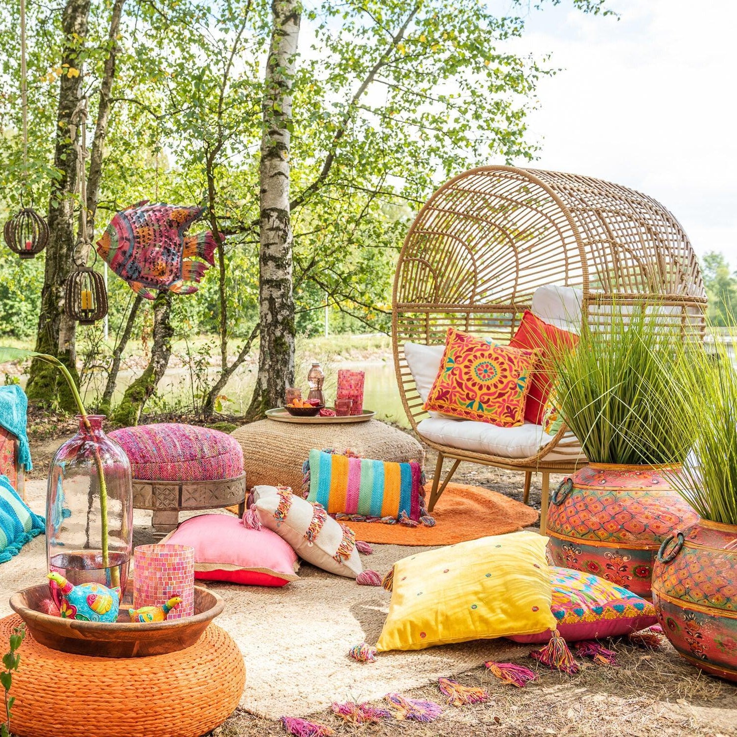 Loungestoel Ovaal Staal Naturel 115x110x148cm - Outdoor loungestoel - J-Line - livinglovely.nl