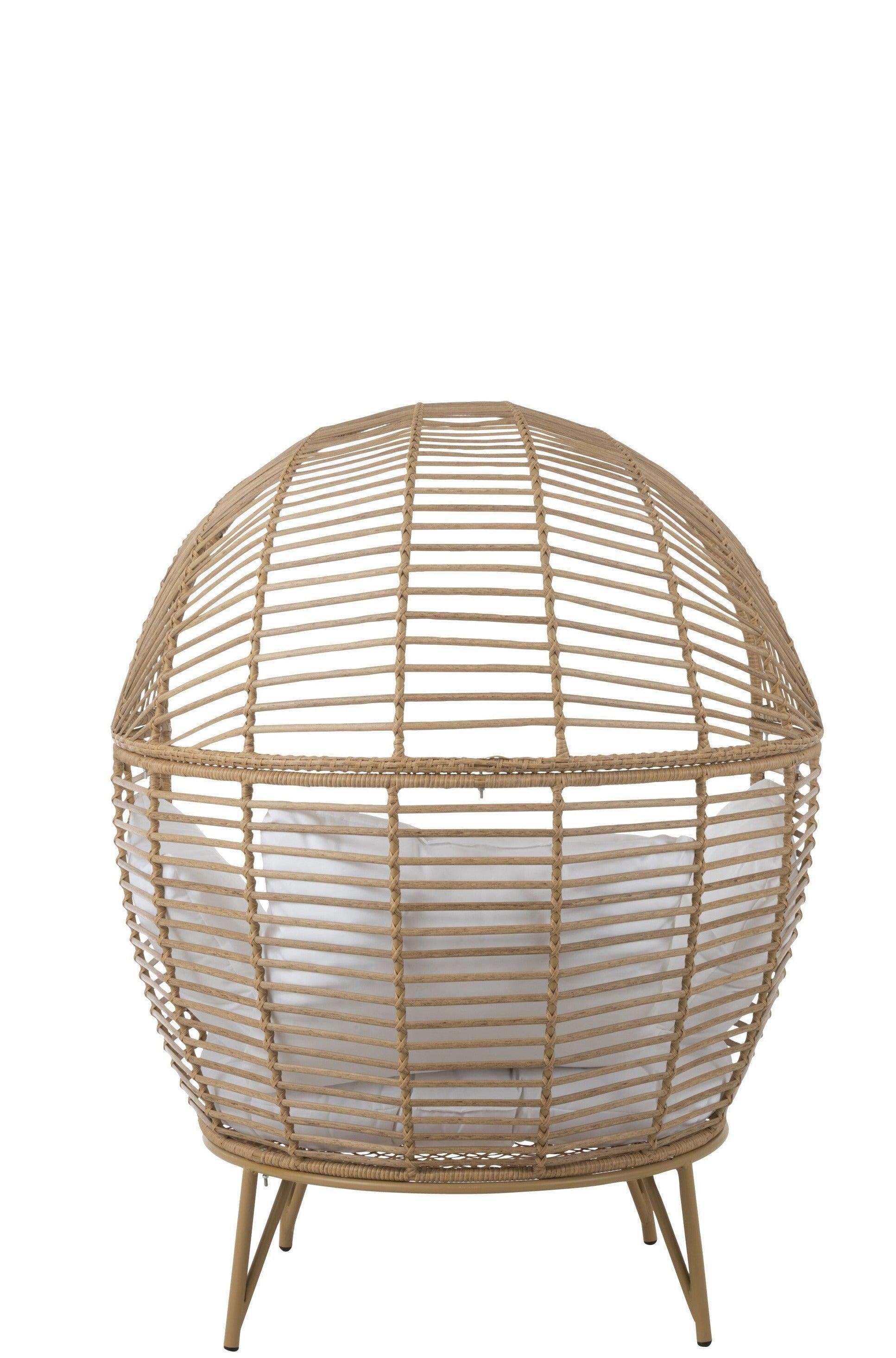 Loungestoel Ovaal Staal Naturel 115x110x148cm - Outdoor loungestoel - J-Line - livinglovely.nl