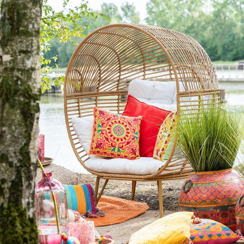 Loungestoel Ovaal Staal Naturel 115x110x148cm - Outdoor loungestoel - J-Line - livinglovely.nl