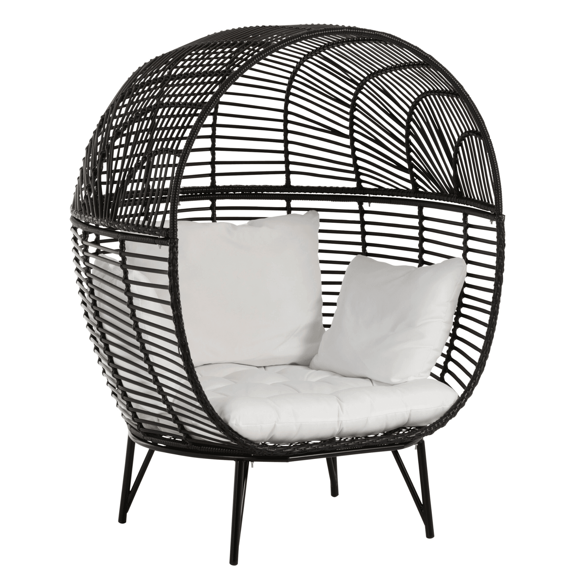 Loungestoel Ovaal Staal Zwart - Outdoor loungestoel - J-Line - livinglovely.nl