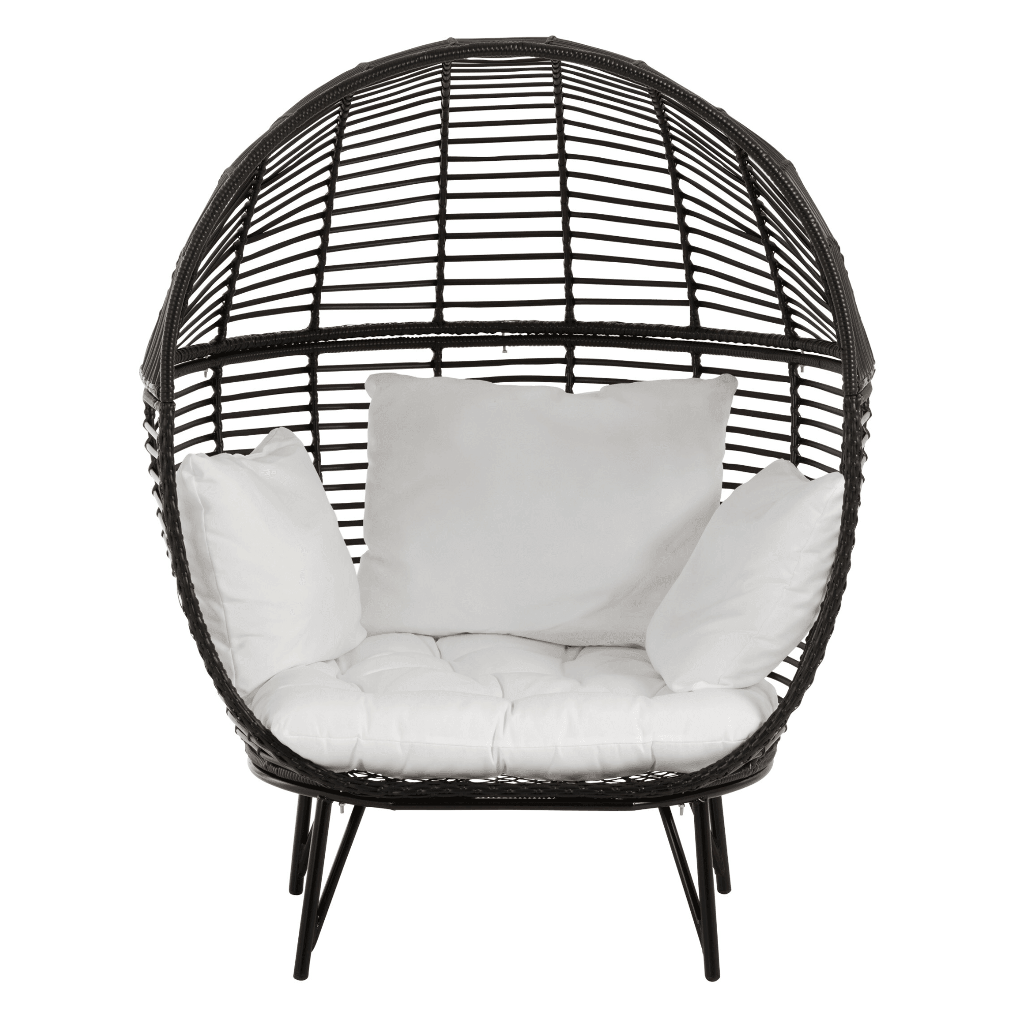 Loungestoel Ovaal Staal Zwart - Outdoor loungestoel - J-Line - livinglovely.nl