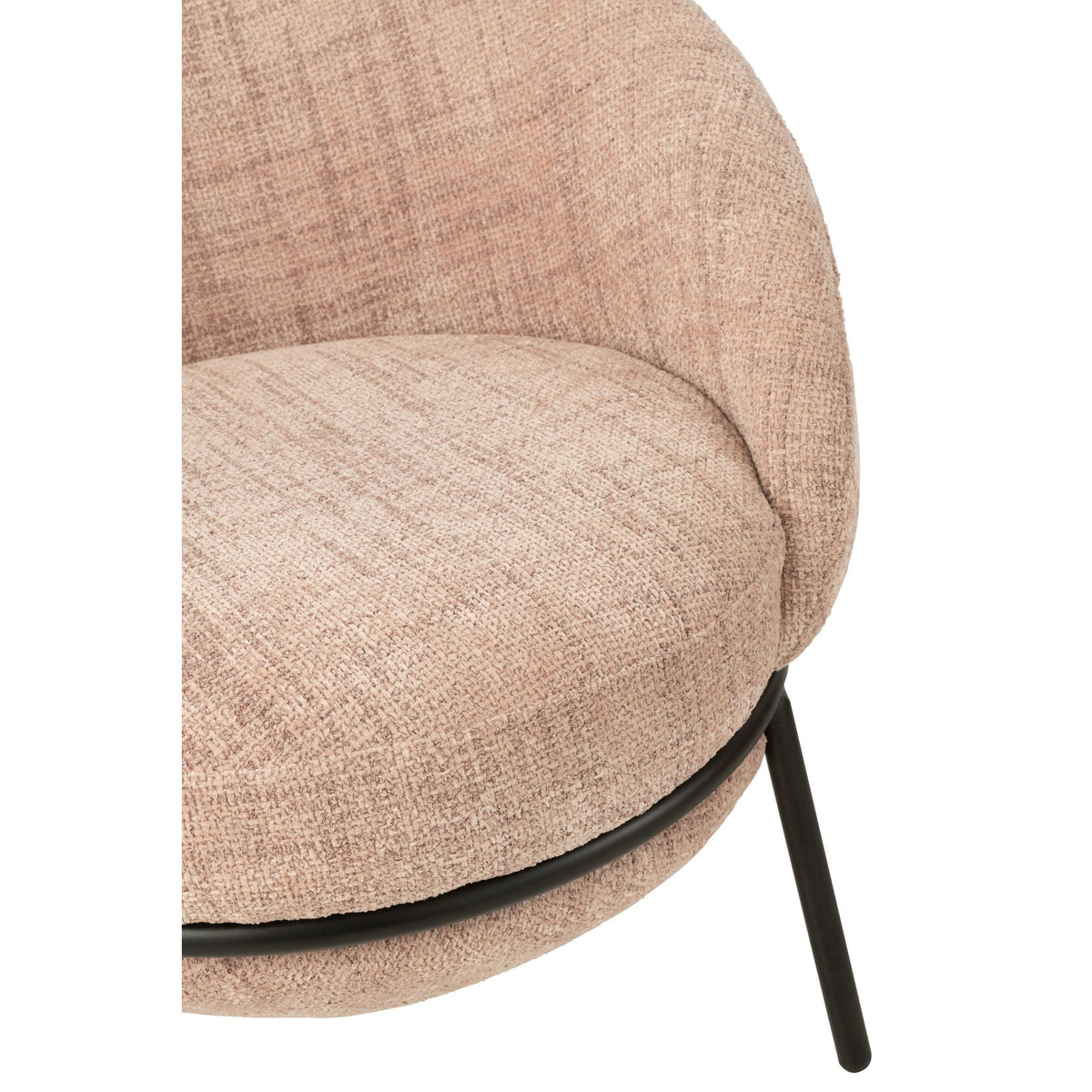 Loungestoel + Poef Ijzer Lichtroze/Zwart J-Line