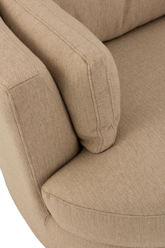 Loungestoel Swivel Hout/Textiel Beige - J-Line - Fauteuil - J-Line - livinglovely.nl