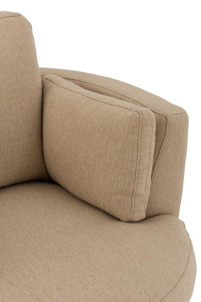 Loungestoel Swivel Hout/Textiel Beige - J-Line - Fauteuil - J-Line - livinglovely.nl