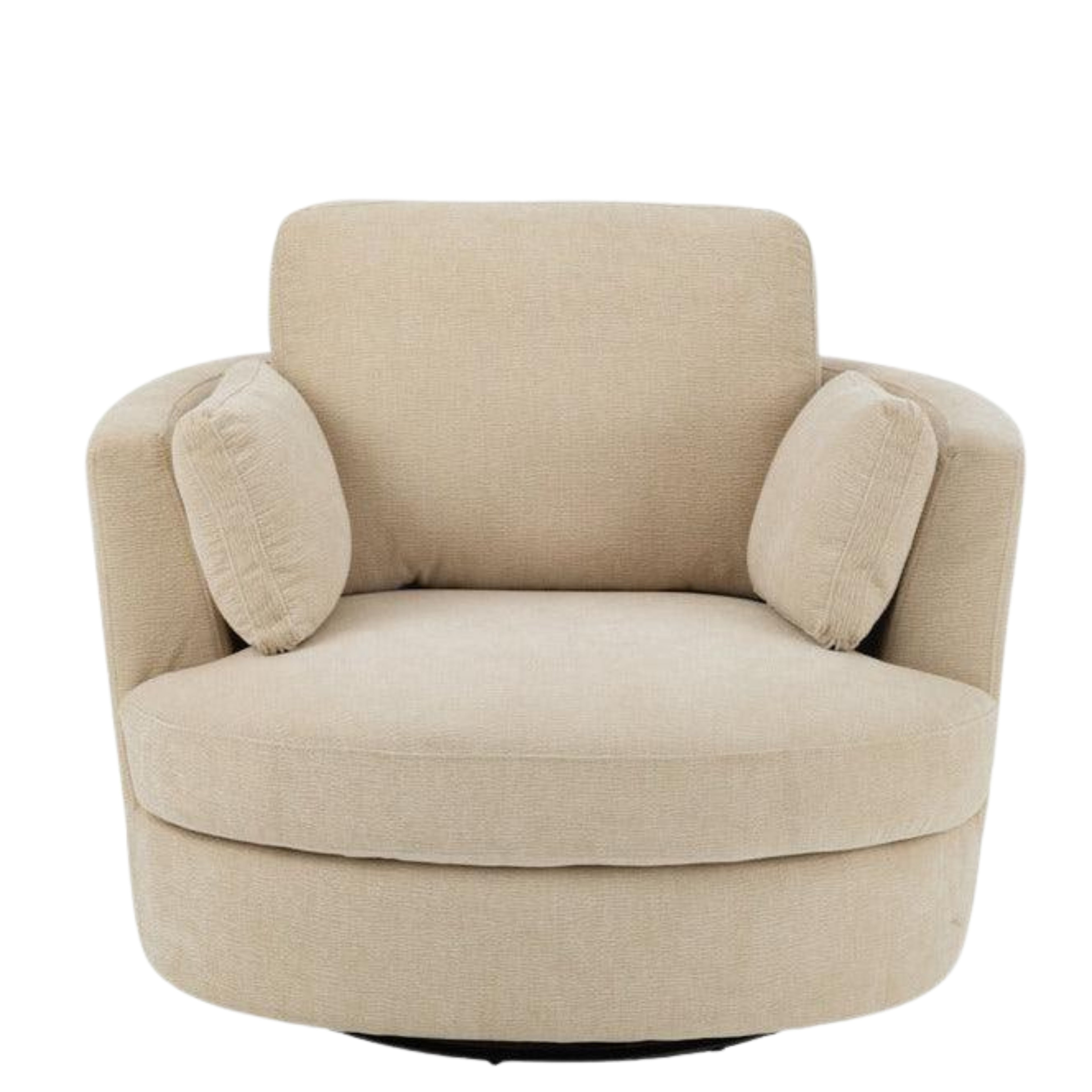 Loungestoel Swivel Populierenhout / Schuim Beige - J-Line - Fauteuil - J-Line - livinglovely.nl