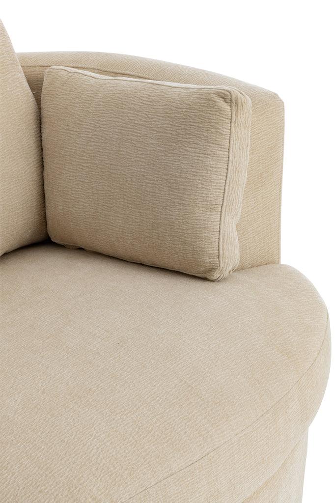 Loungestoel Swivel Populierenhout / Schuim Beige - J-Line - Fauteuil - J-Line - livinglovely.nl