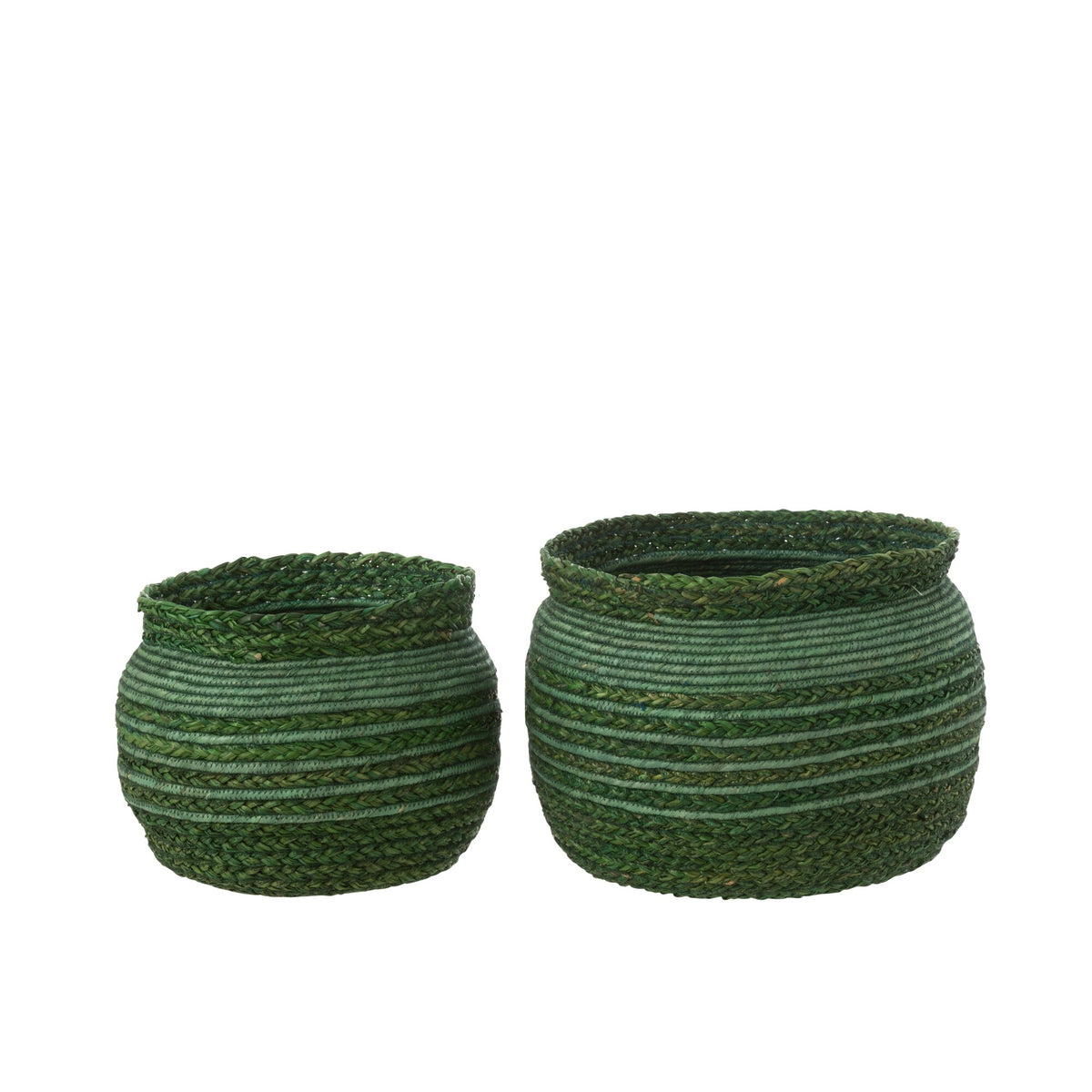 Mand Gevlochten Rand Zeegras Groen Set van 2 J-Line