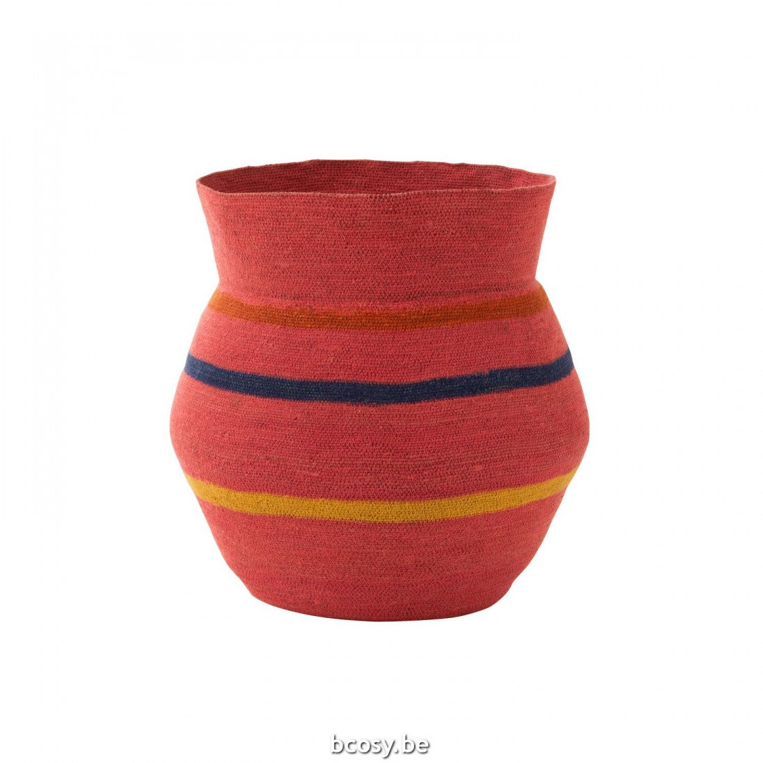 Mand Kleurrijk Strepen Zeegras Roze - Mand - J-Line - livinglovely.nl