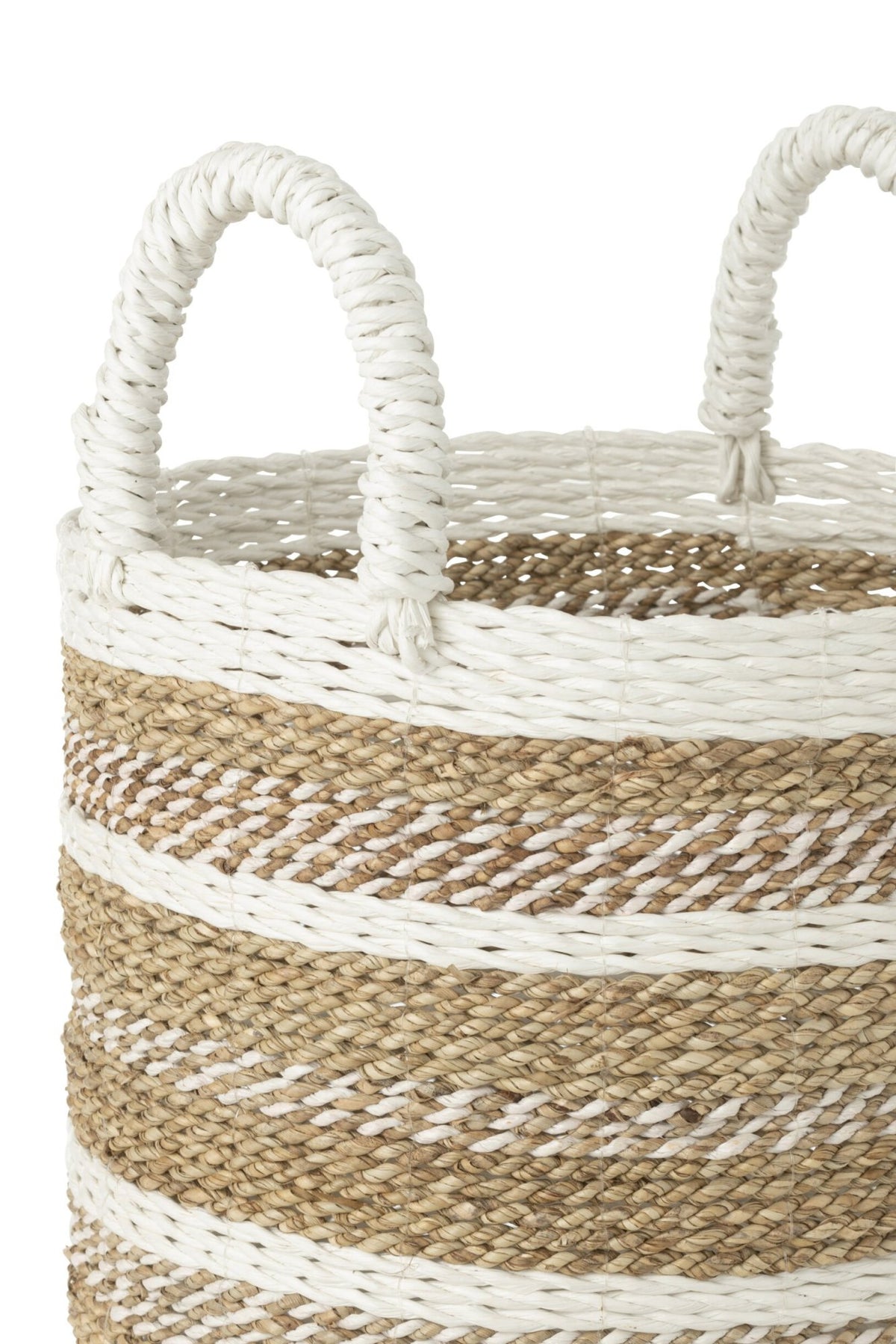 Manden Caro Raffia Wit/Naturel Set van 3 J-Line