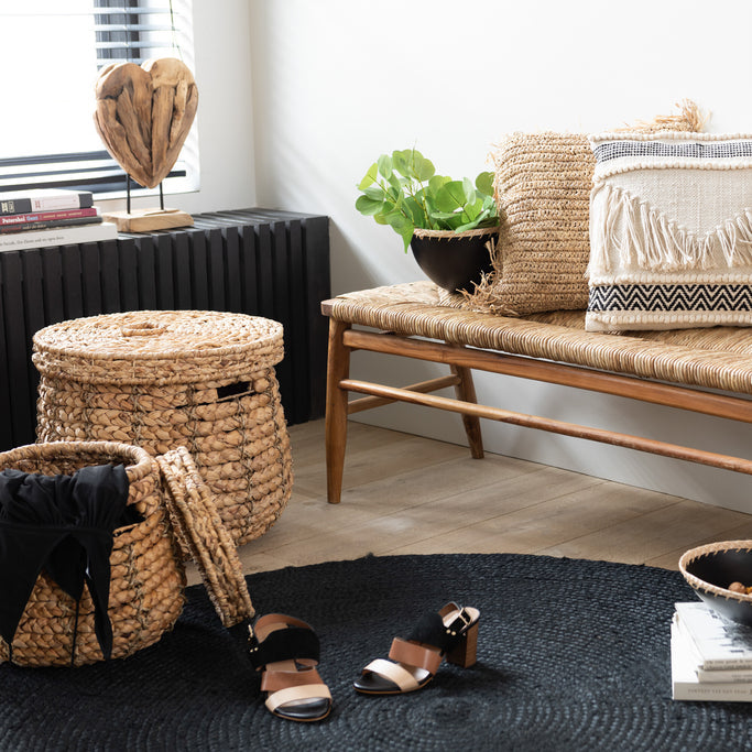 Manden Maurice Waterhyacint Naturel Set van 2 - Mand - J-Line - livinglovely.nl