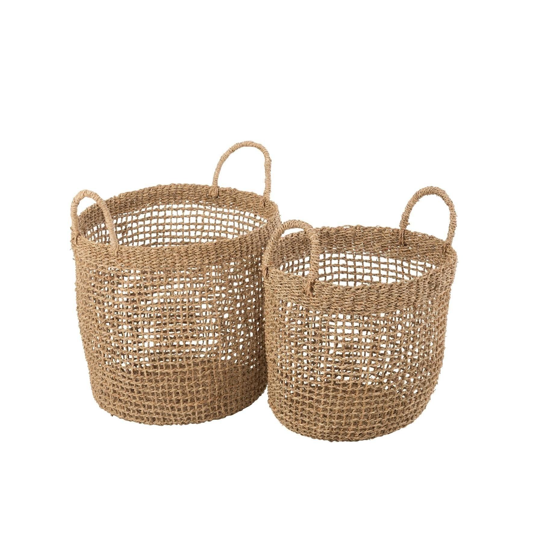 Manden Oasis Zeegras Naturel Set van 2 - Mand - J-Line - livinglovely.nl