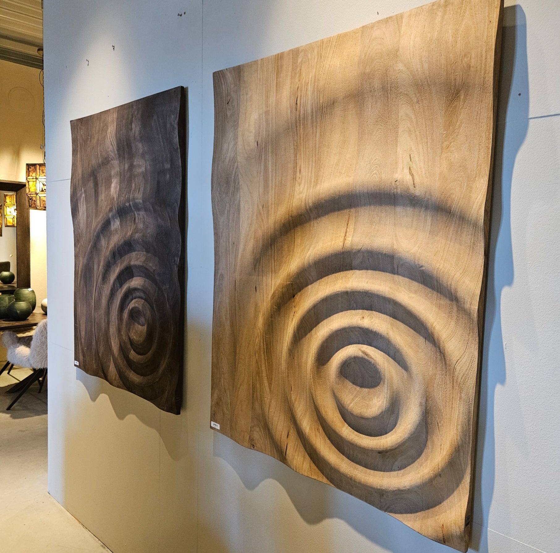 Mattin Brown mango wood circle wall panel rect PTMD - Wandpaneel - PTMD - livinglovely.nl