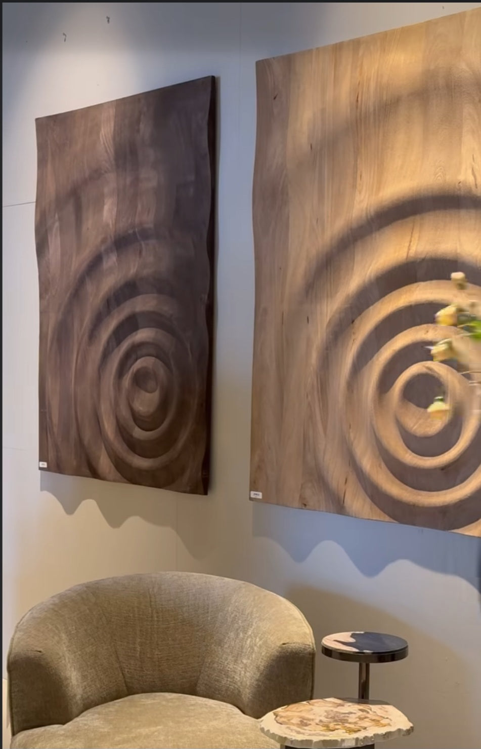 Mattin Brown mango wood circle wall panel rect PTMD - Wandpaneel - PTMD - livinglovely.nl