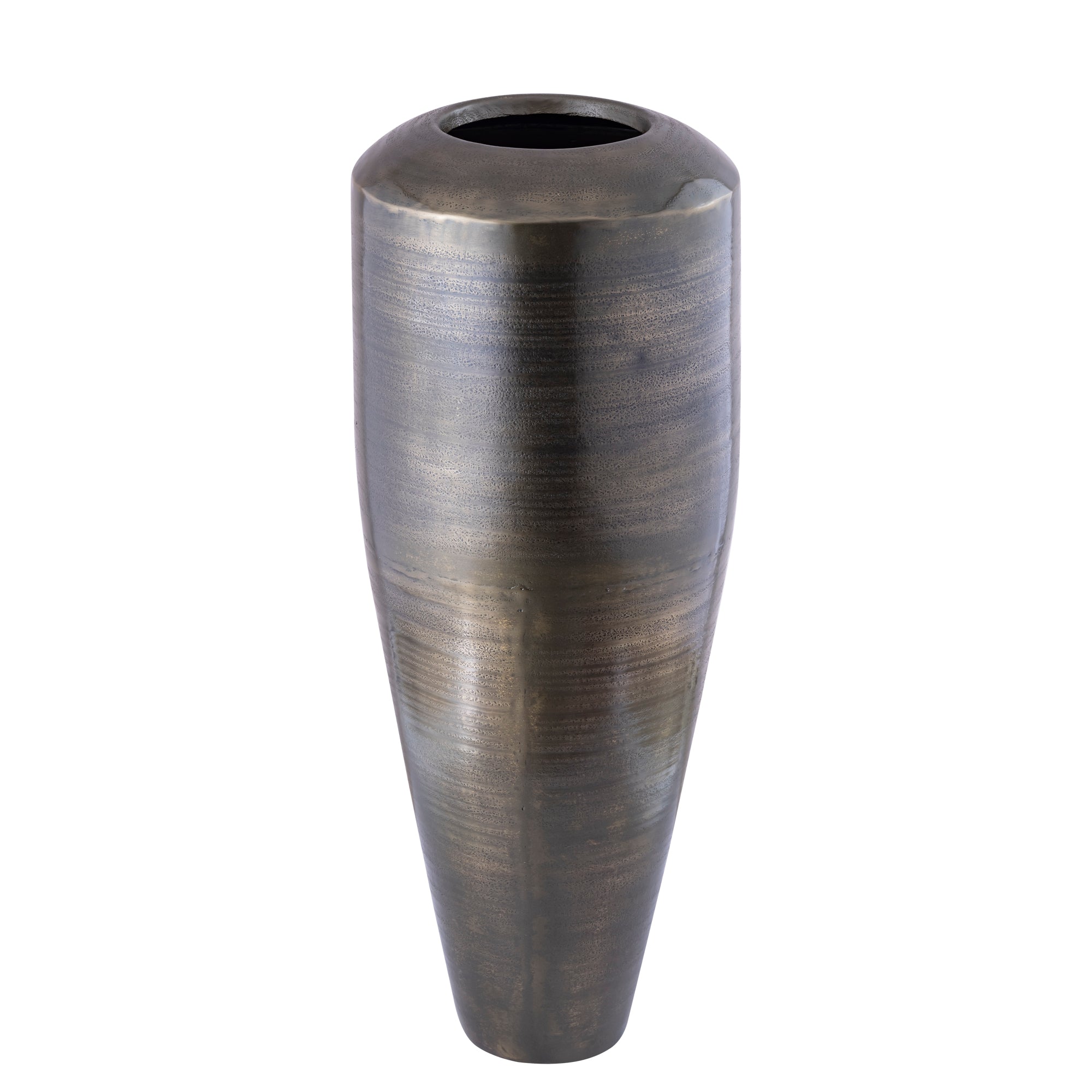 Micheal GunMetal Alu Sheet Pot High Round L van PTMD, detail van het gunmetal aluminium oppervlak op witte achtergrond