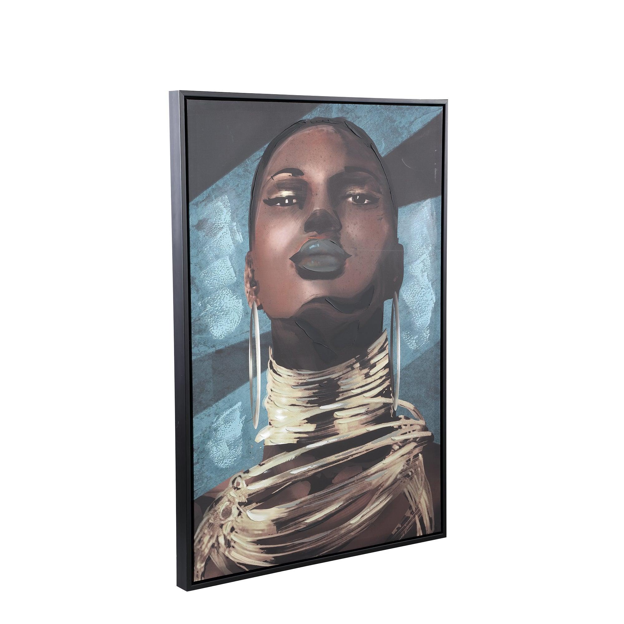 Muniba Liver Black Polyester Painting Woman Small PTMD - Schilderij - PTMD - livinglovely.nl