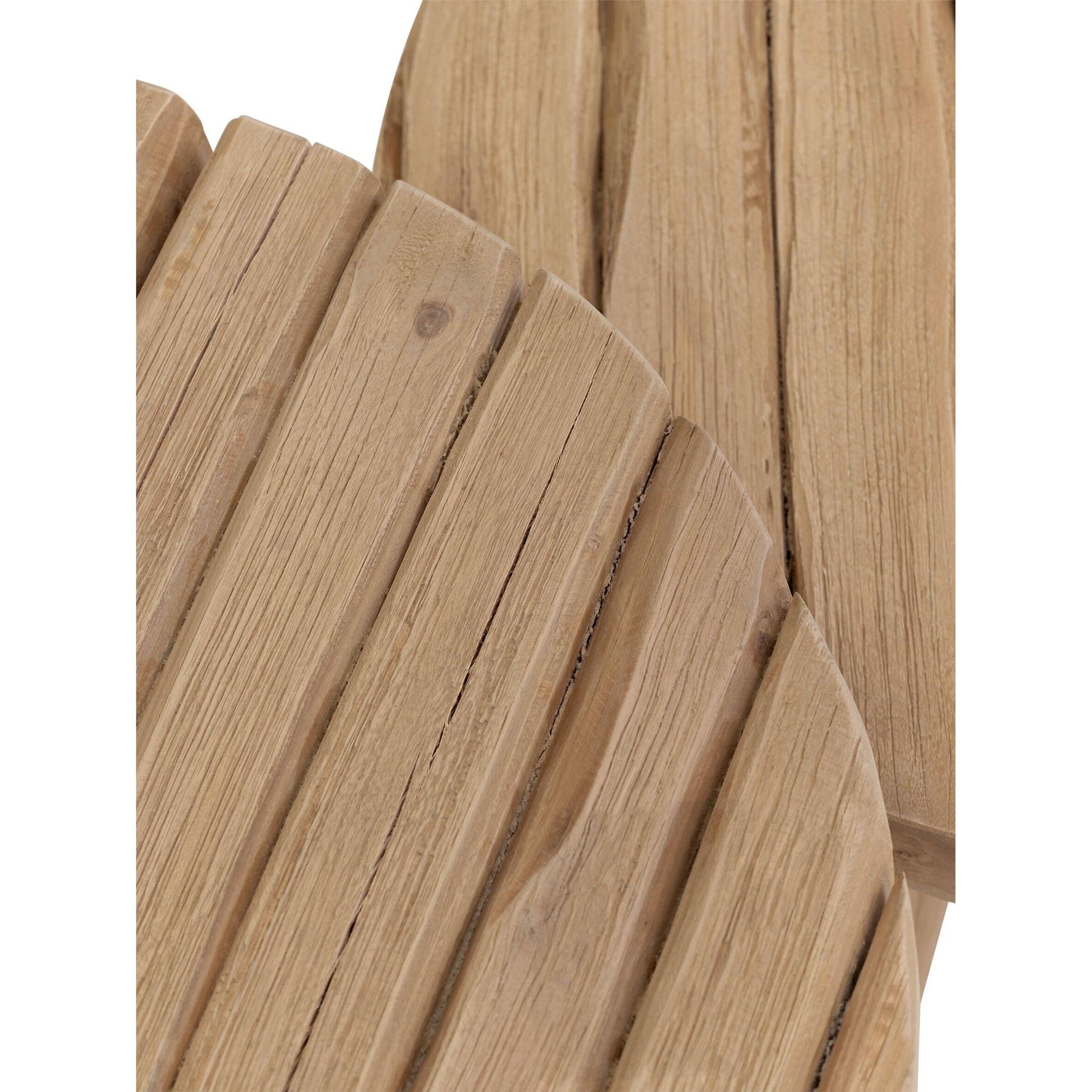 Detail van het teakhouttak onderstel van de Blue Marlin salontafels van MUST Living