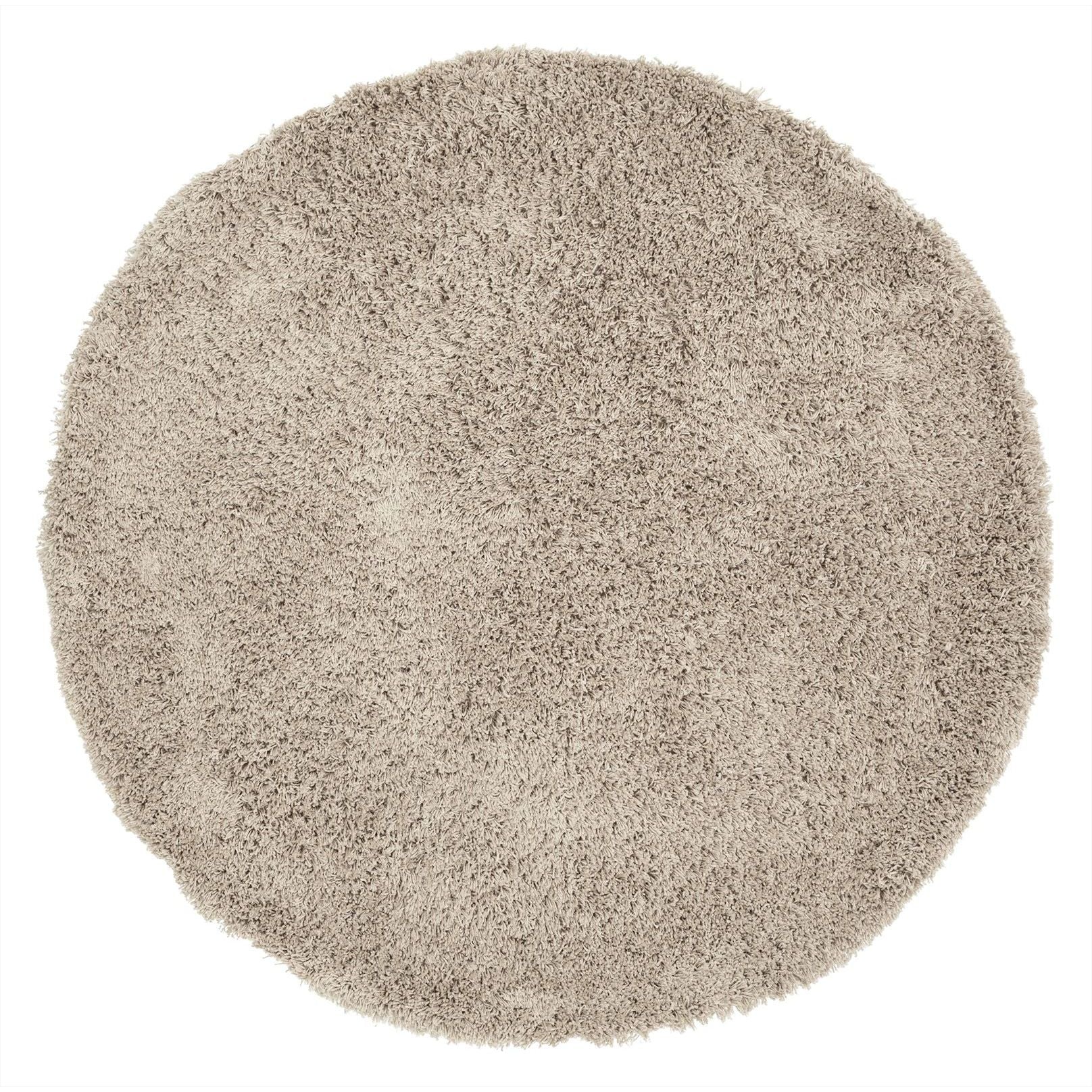 Vloerkleed Celeste Rond van MUST Living in taupe, hoogpolig kleed van 250 centimeter doorsnede