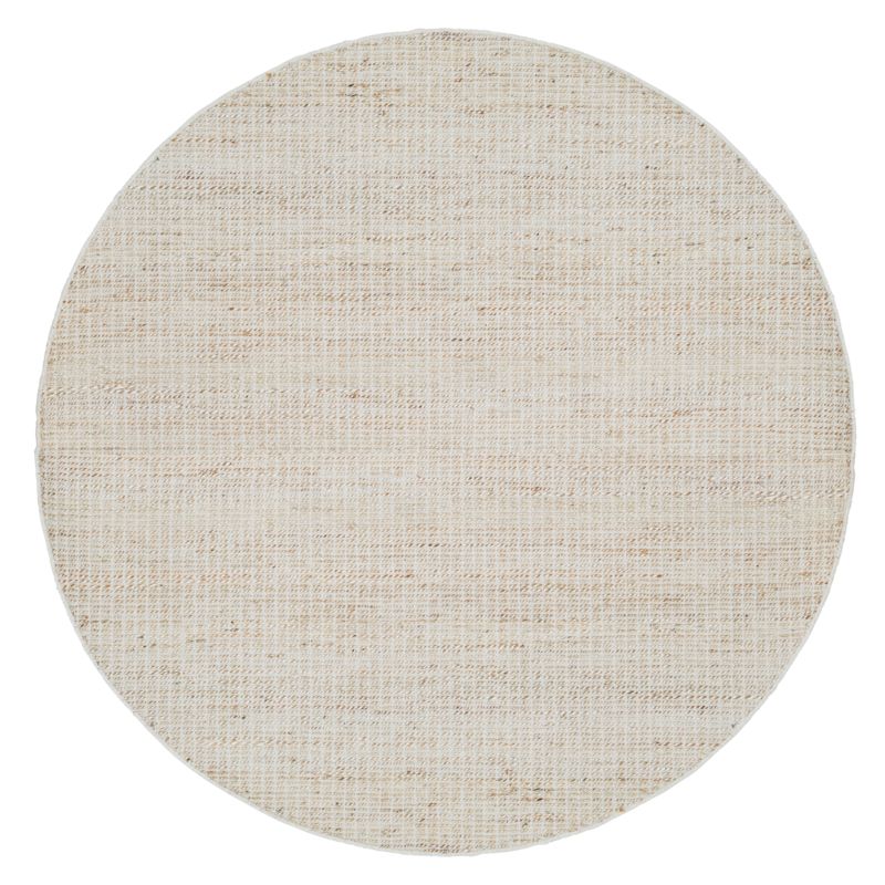 Vloerkleed Hero van MUST Living, rond gevlochten kleed in ivoor naturel van jute, wol en katoen
