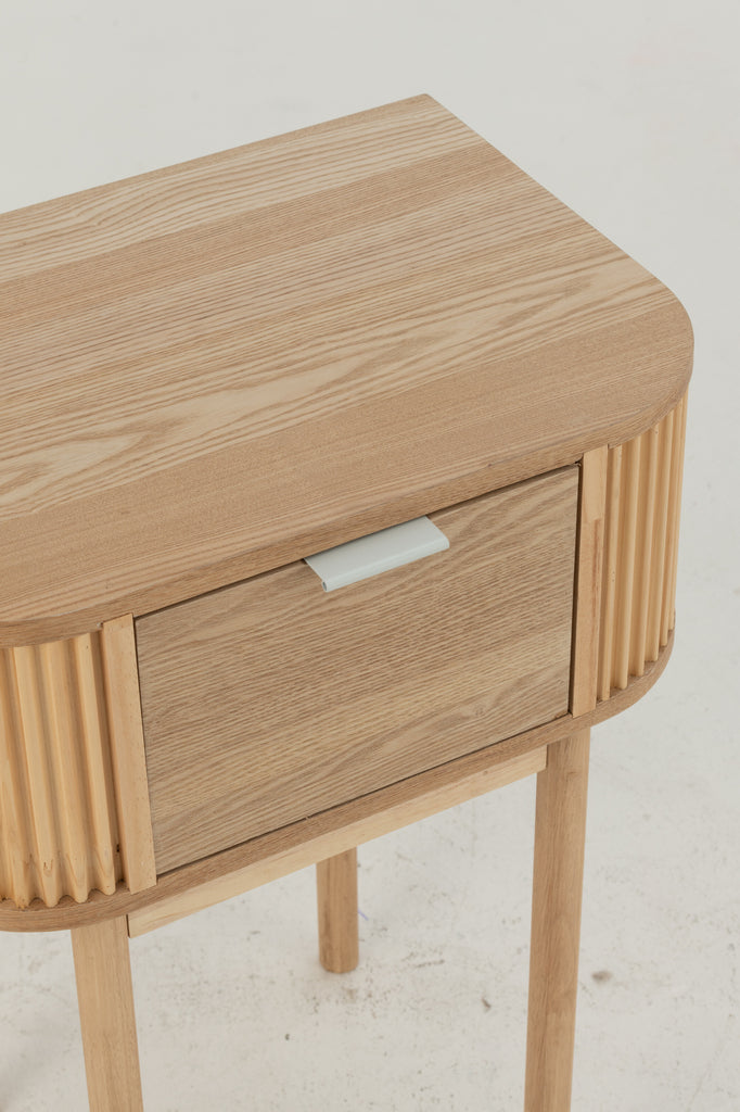 Nachtkast Rond Mdf/Dennenhout Naturel - Nachtkastje - J-Line - livinglovely.nl