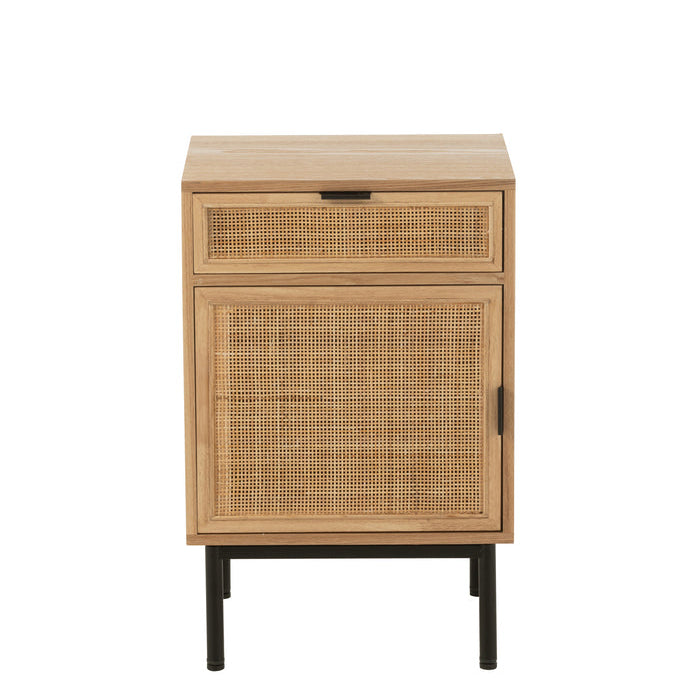 Nachtkast Vierkant Mdf/Metaal Naturel/Zwart - Nachtkastje - J-Line - livinglovely.nl