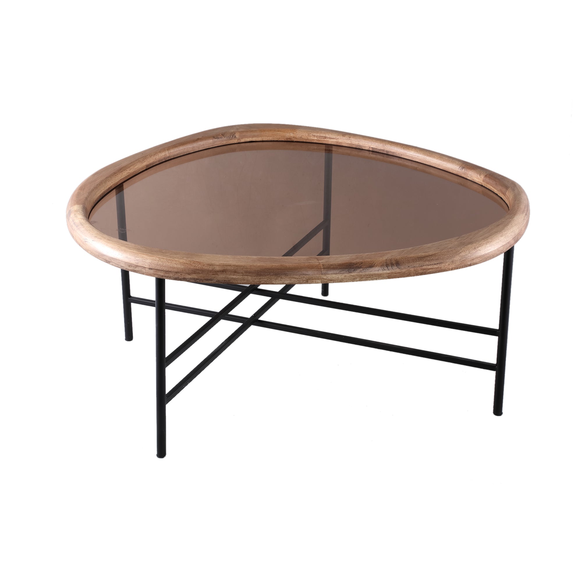 Neelix Natural Rubberwood organische salontafel M van PTMD op witte achtergrond