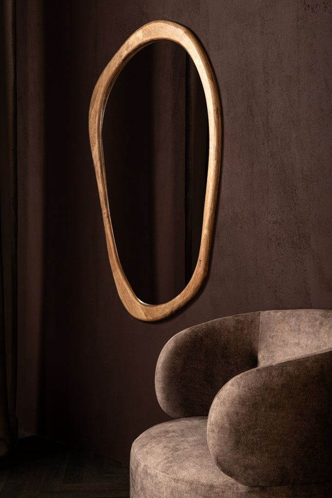 Neelix Natural rubberwood organic spiegel L PTMD - Spiegel - PTMD - livinglovely.nl