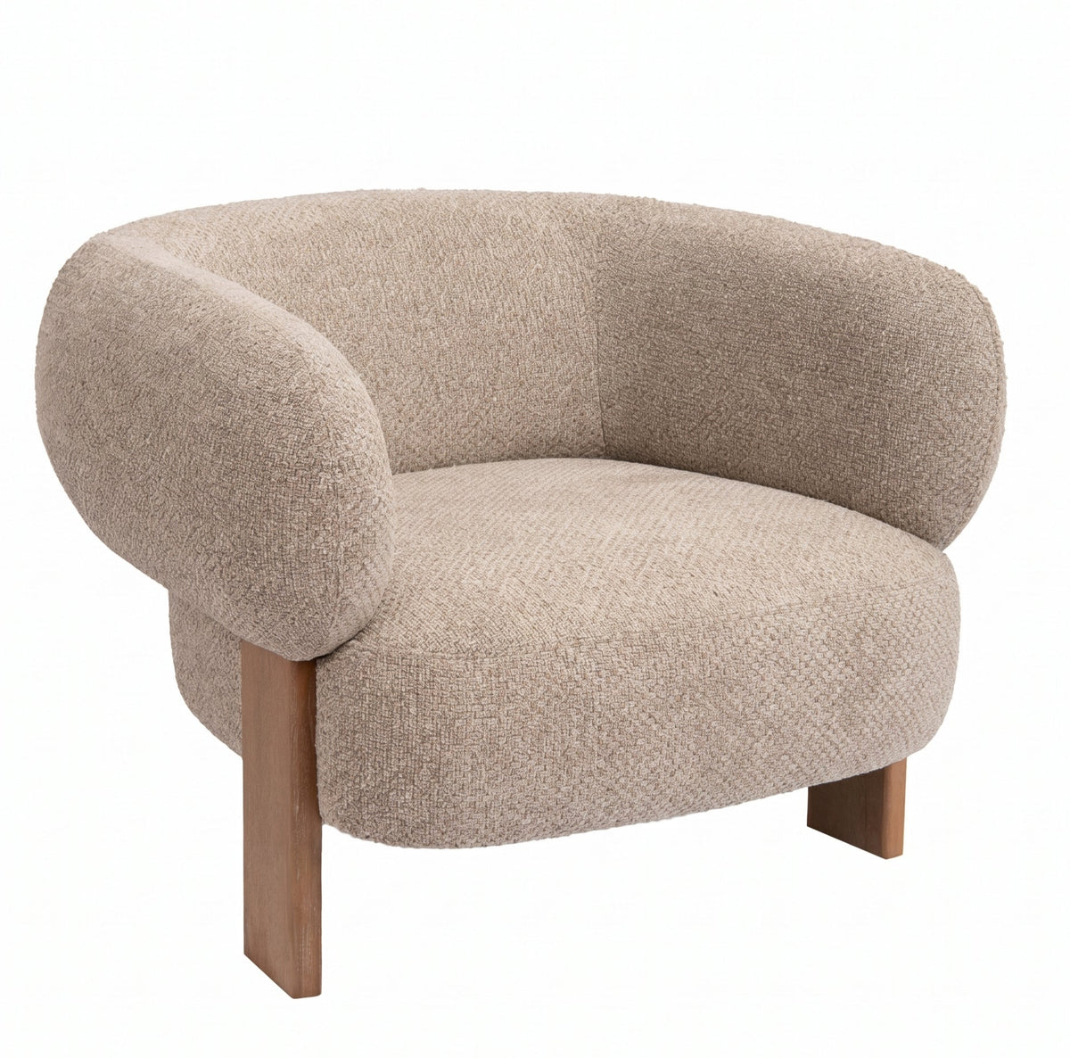 Nomy Fauteuil Opulence Taupe Rubberhout van PTMD, ander aanzicht van de taupe opulence bekleding