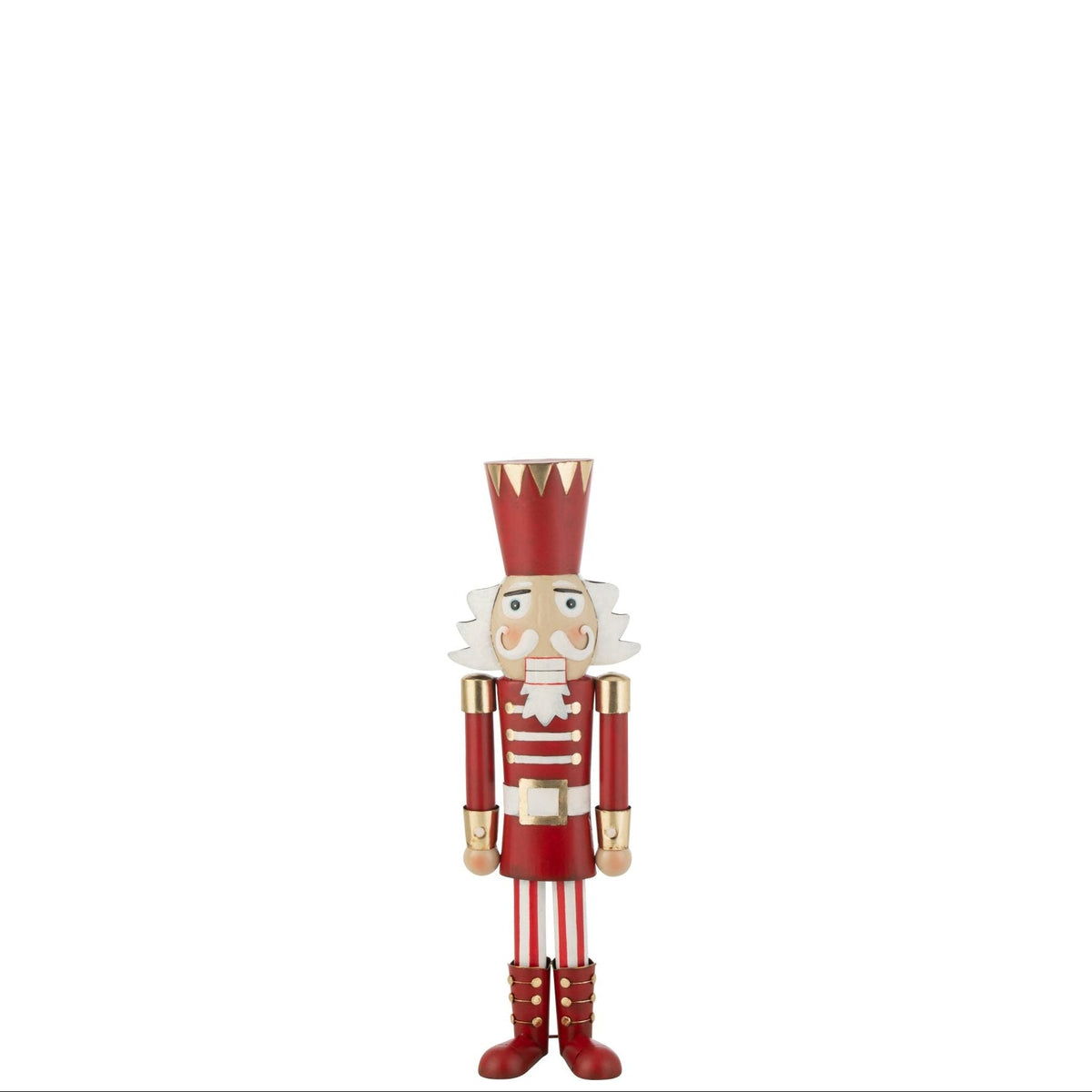 Notenkraker van J-Line in rood en goud metaal, 89cm hoog met klassiek uniform