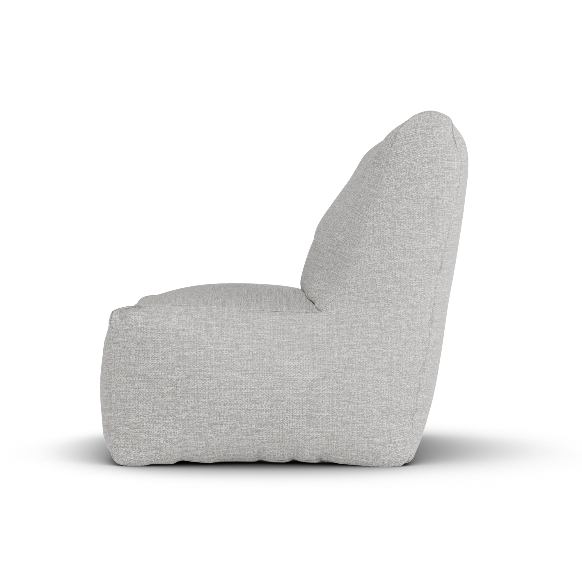 Asgrijze Junior Lounge Seat van Laui Lounge van opzij, met rughoogte van 74 centimeter