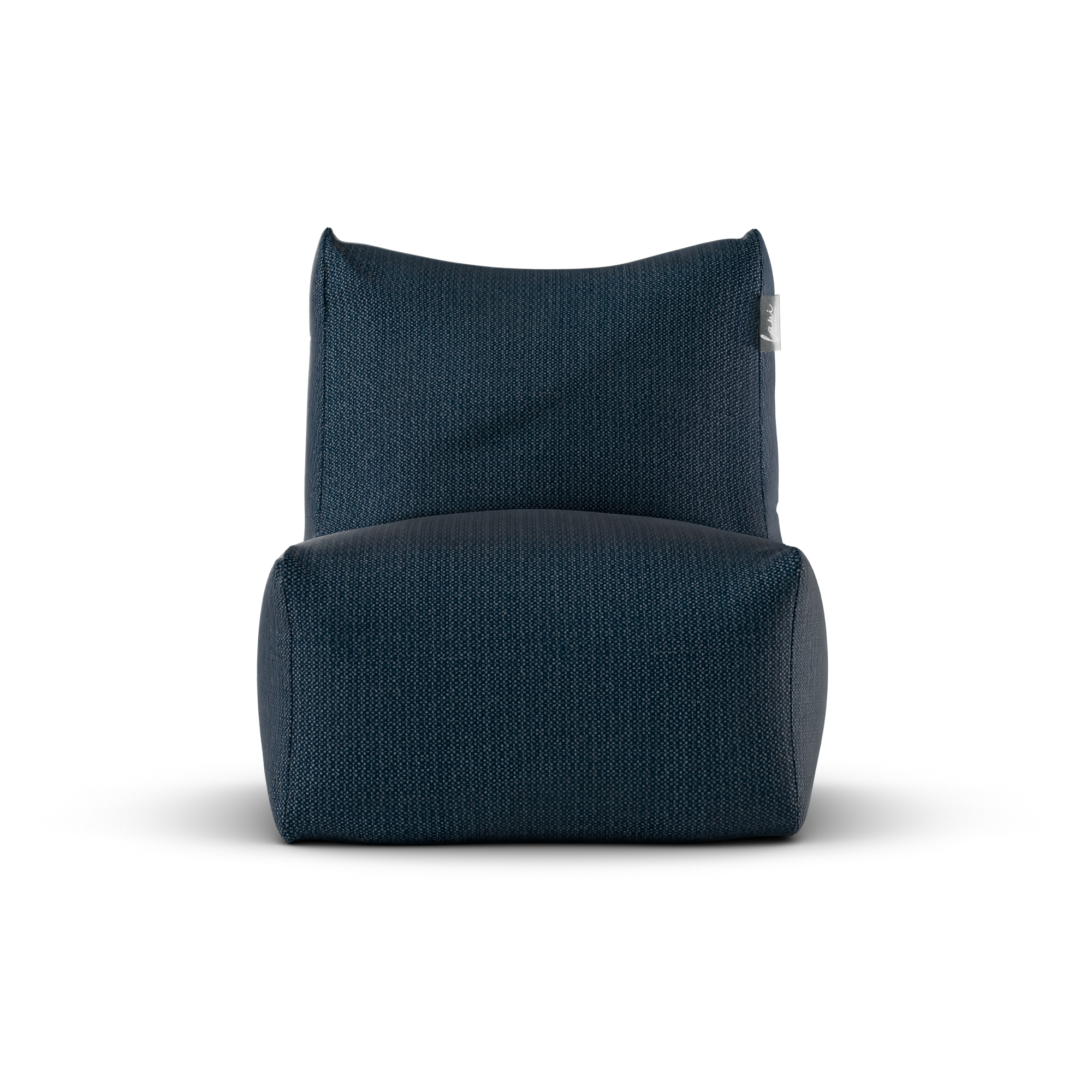 Marineblauwe Junior Lounge Seat van Laui Lounge van voren, met zitting van 68 bij 68 centimeter