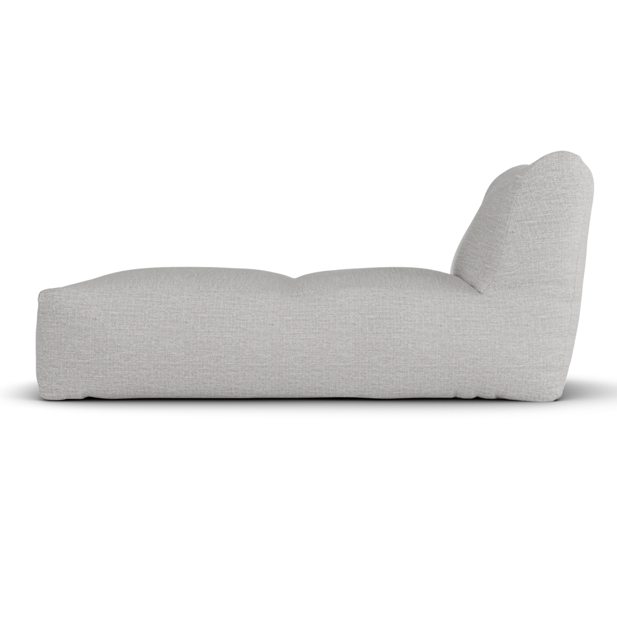 Laui Lounge loungestoel in ash grey van opzij, met zichtbare diepte van 150 centimeter