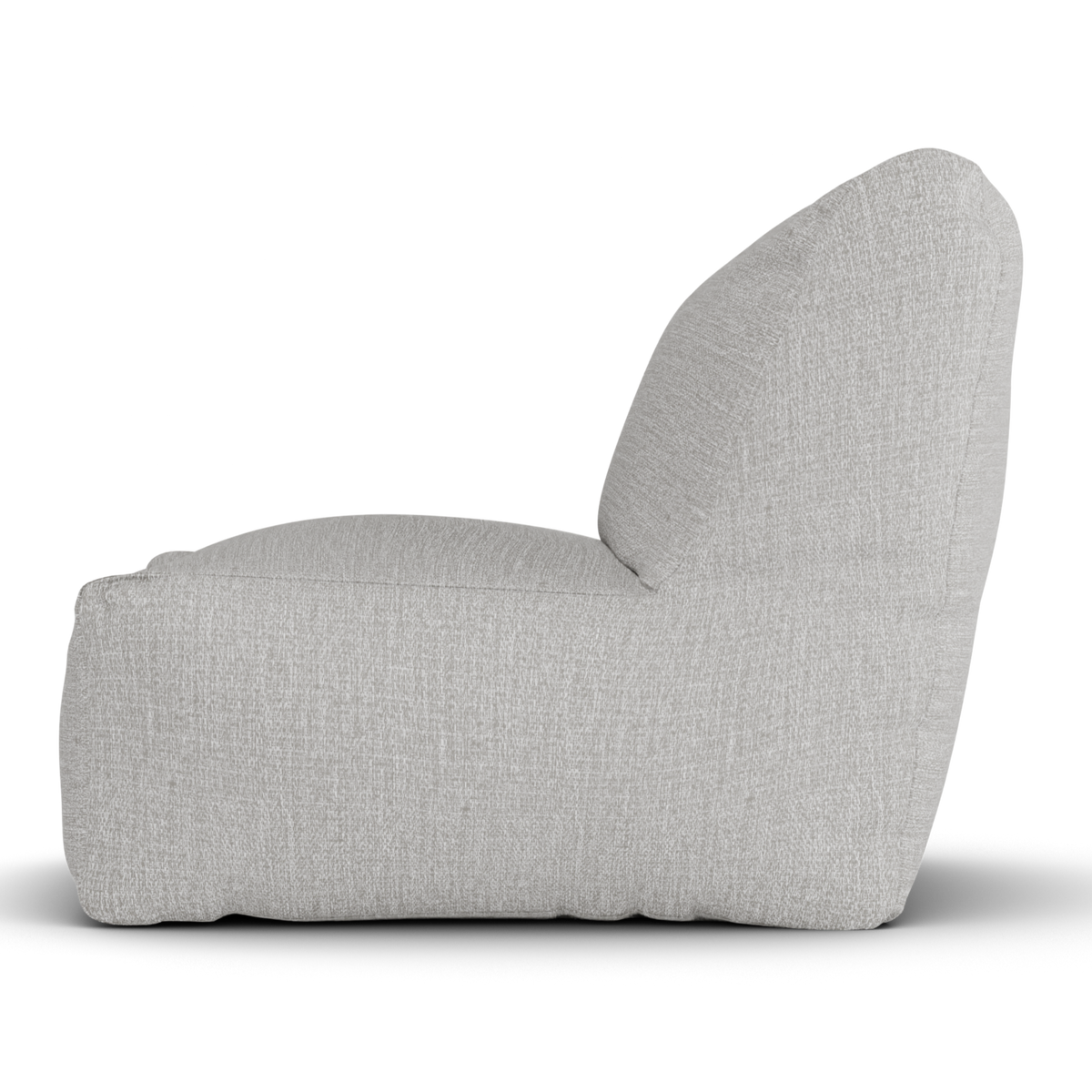 Laui Lounge loungestoel in ash grey van opzij, met rughoogte van 74 centimeter