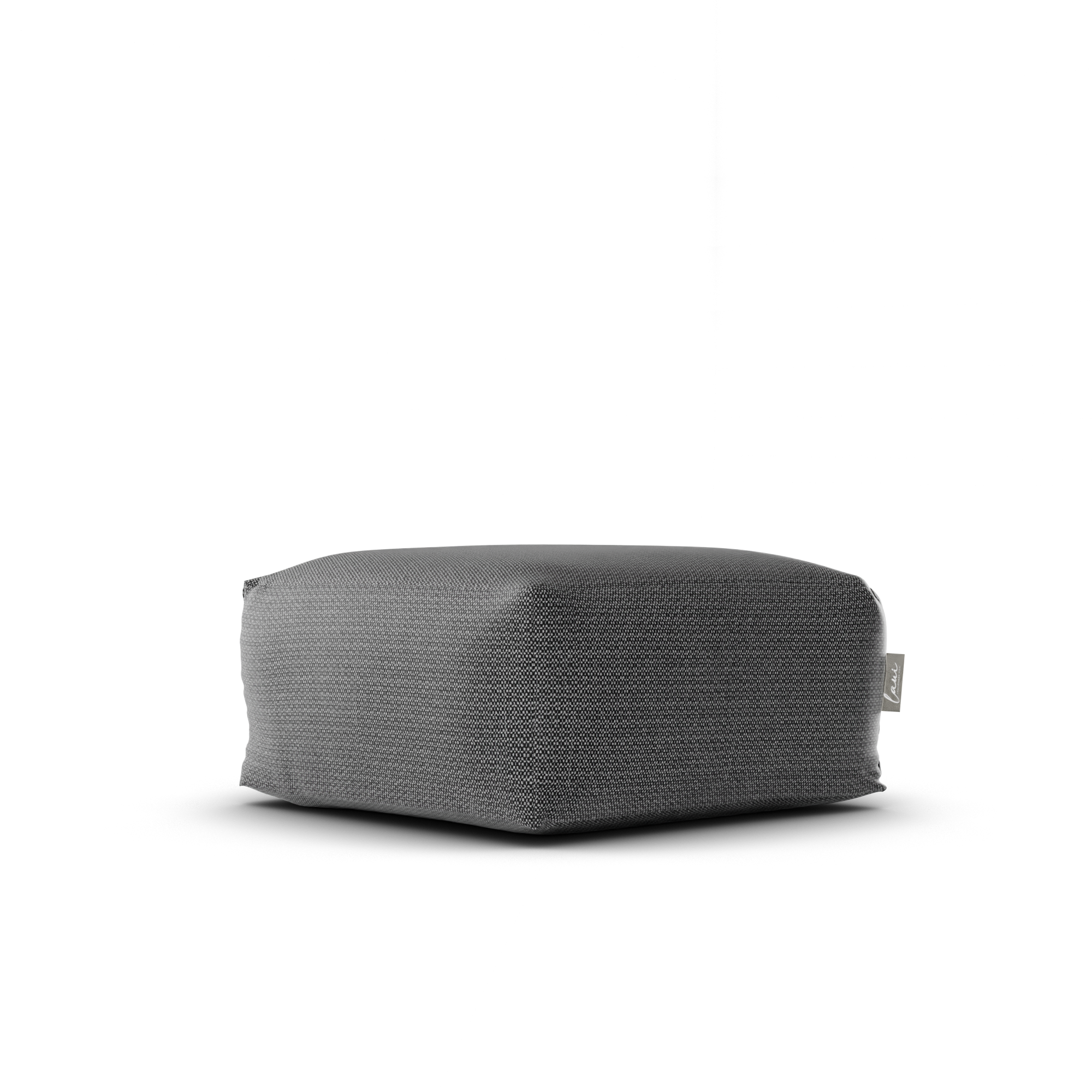 Laui Lounge Original Square Pouf Anthracite, vierkante poef van 68x68 cm schuin van voren