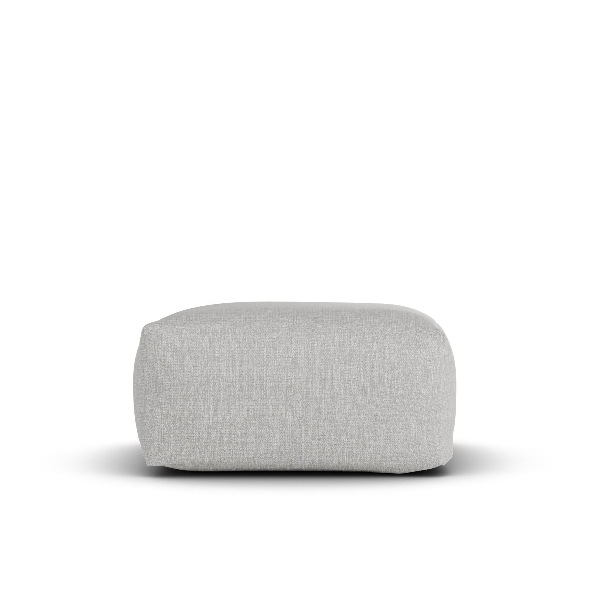 Zijaanzicht van de Square Pouf Ash Grey van Laui Lounge met een zithoogte van 34 cm