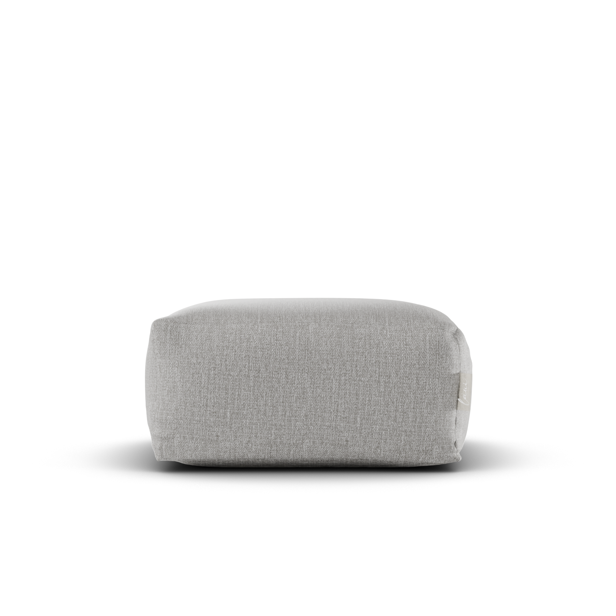 Vooraanzicht van de grijze Original Square Pouf van Laui Lounge voor binnen en buiten