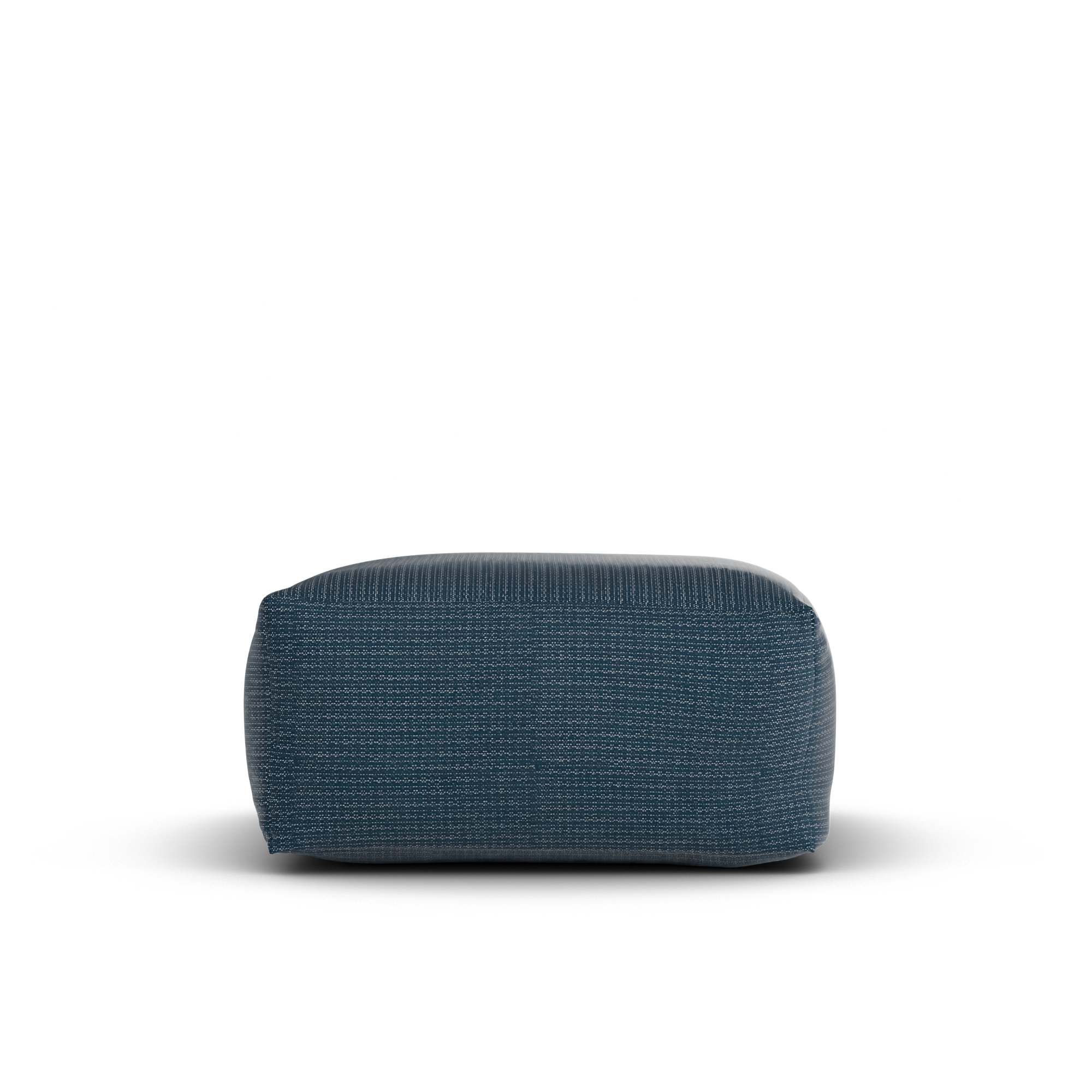 Zijaanzicht van de marineblauwe Square Pouf van Laui Lounge met zithoogte 34 cm