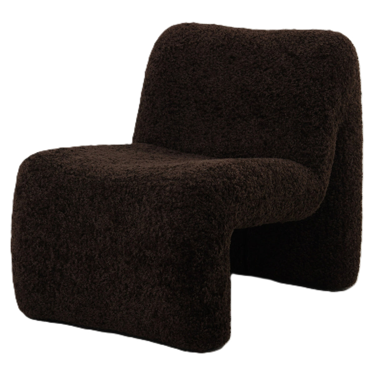 Oslo Luxe Fauteuil Teddy Bruin van PTMD, sculpturale fauteuil in donkerbruine teddy stof