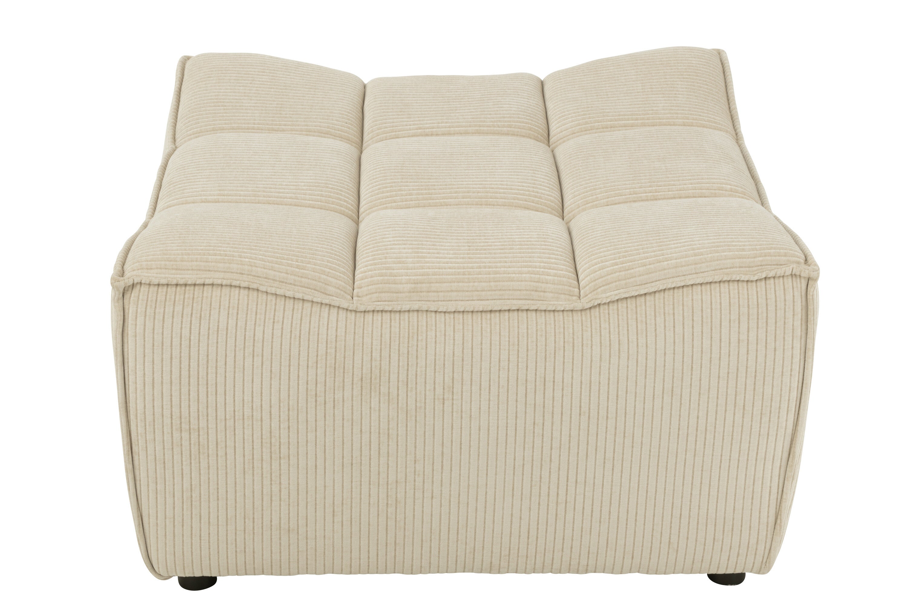 Ottoman Grid Poplar Wood/Foam Beige - - J-Line - livinglovely.nl