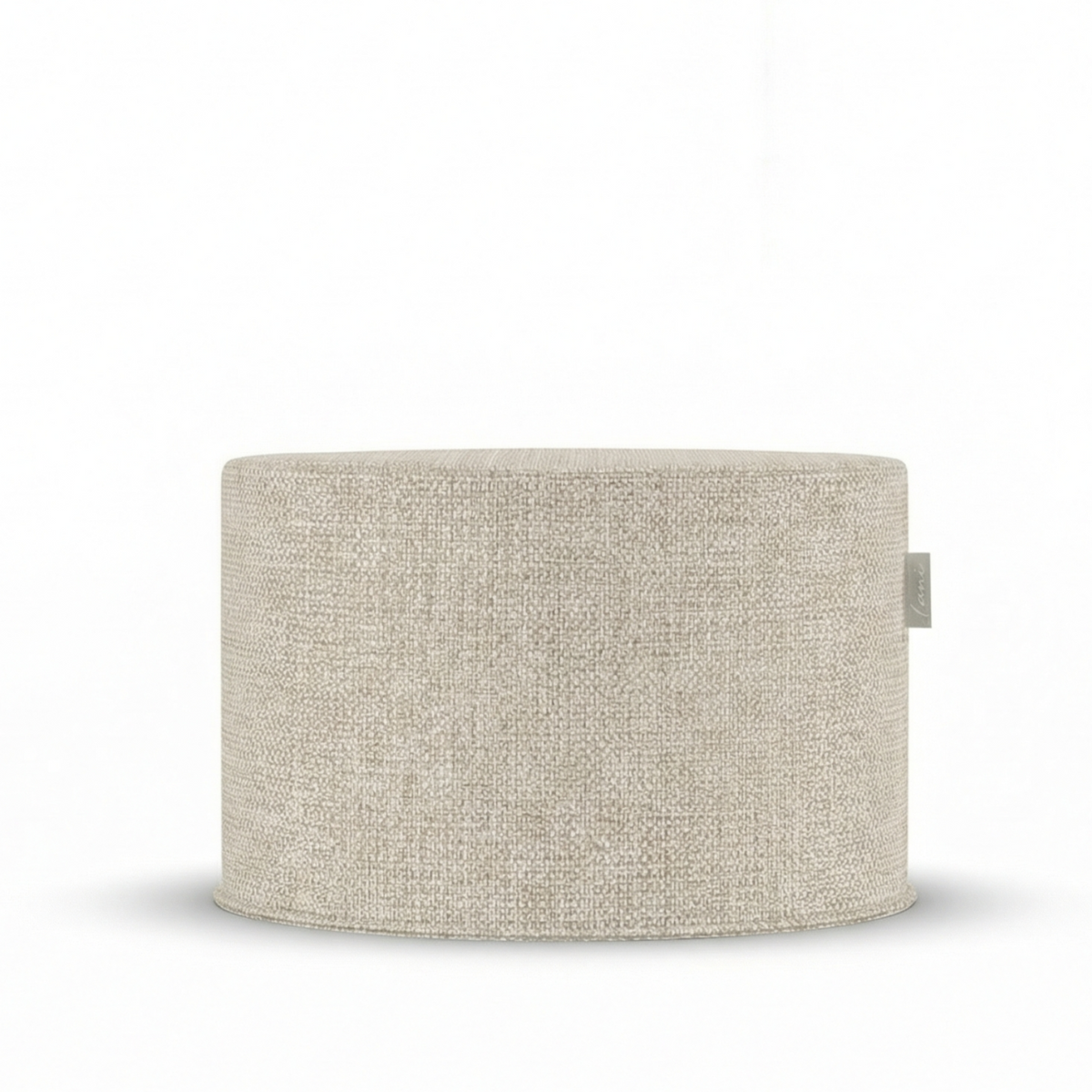 Laui Lounge Boho Outdoor Pouf Beige, brede ronde poef van Ø68x35 cm als voetenbank
