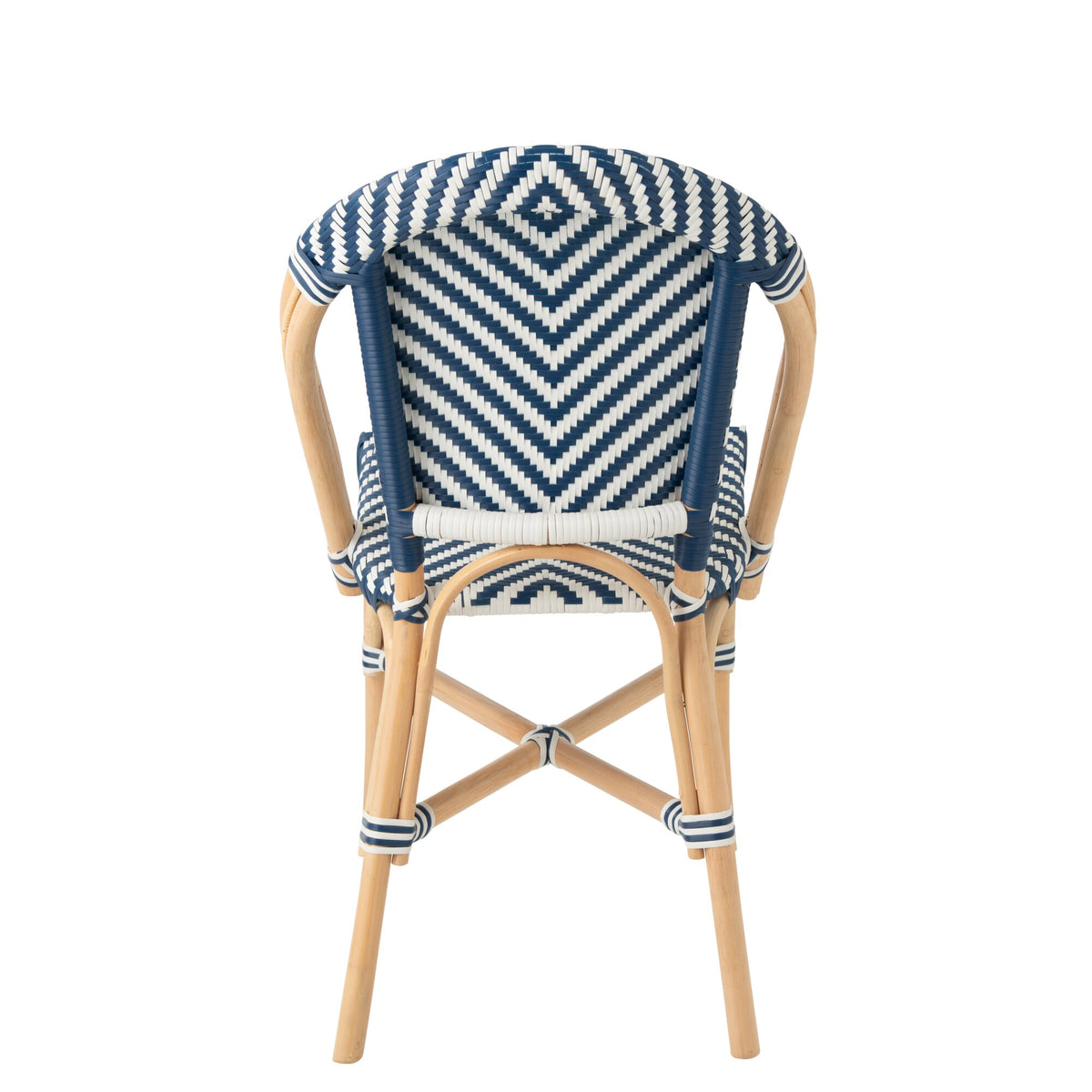 Outdoor Stoel Geo Rond Rotan Blauw/Wit J-Line