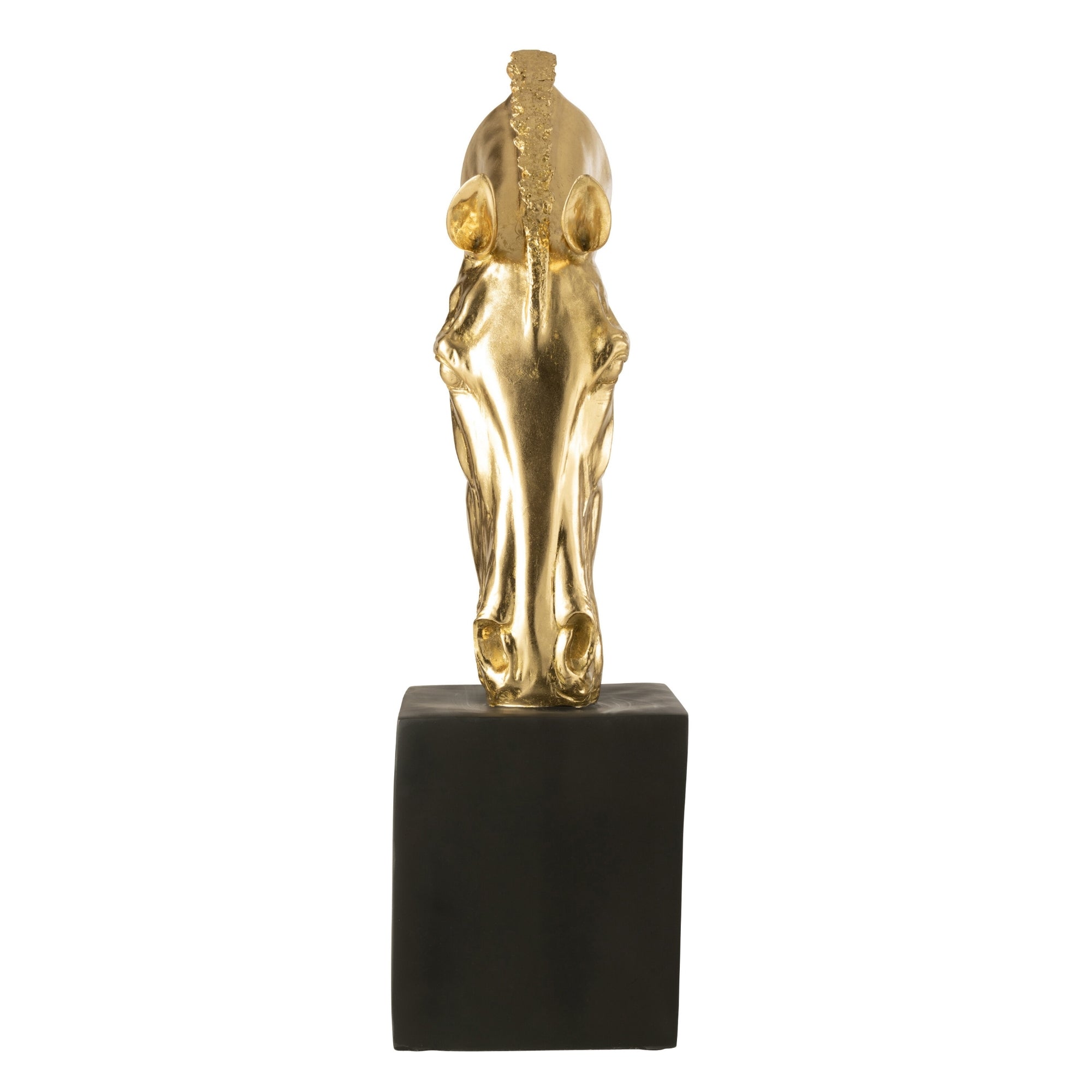 Paard Op Voet Magnesiumoxide Goudkleurig/Zwart Large J-Line - Beeld - J-Line - livinglovely.nl