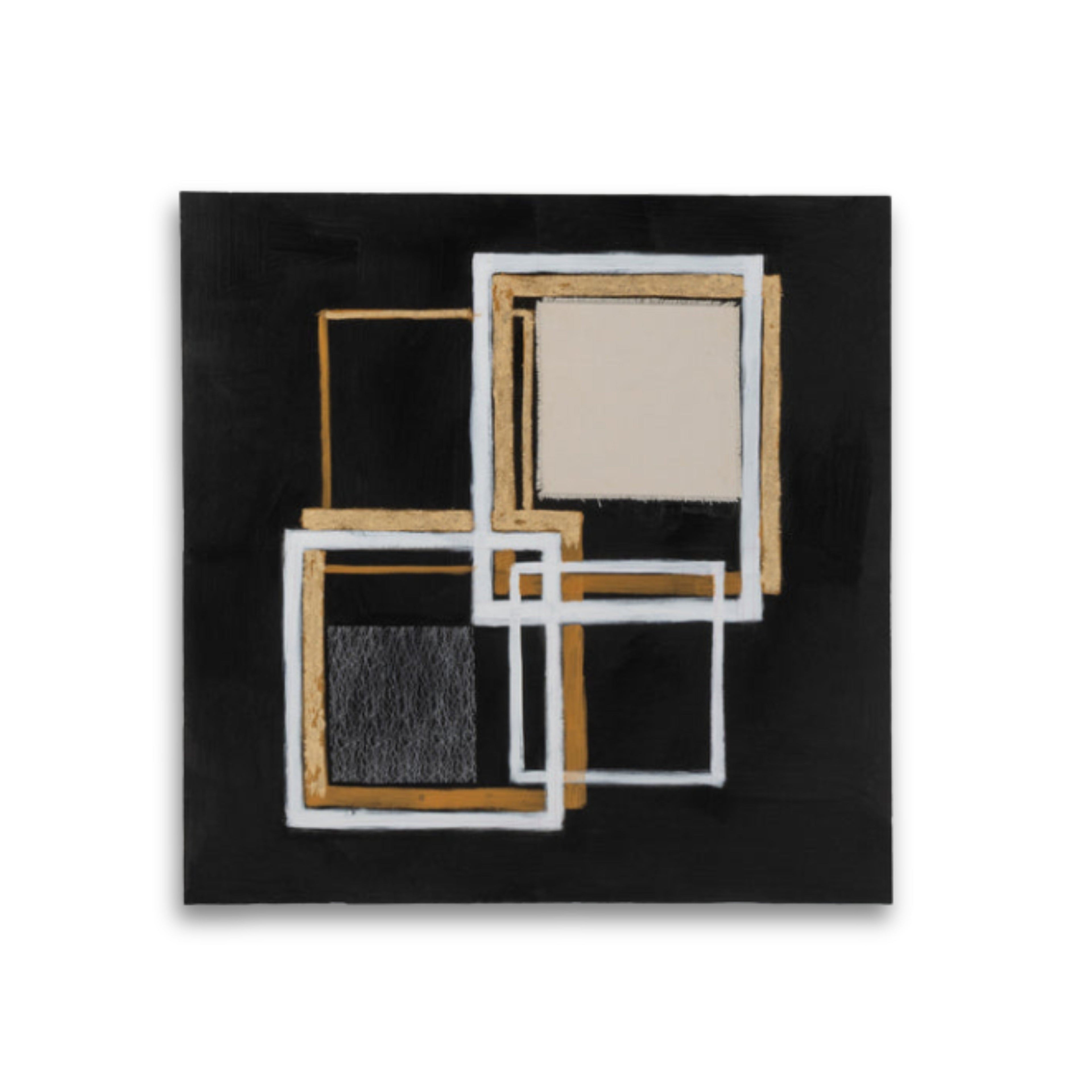 Painting Square Canvas/Wood Black/Gold - Schilderij - J-Line - livinglovely.nl