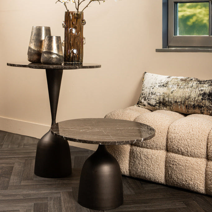 Patras side table brown marble - Bijzettafel - PTMD - livinglovely.nl