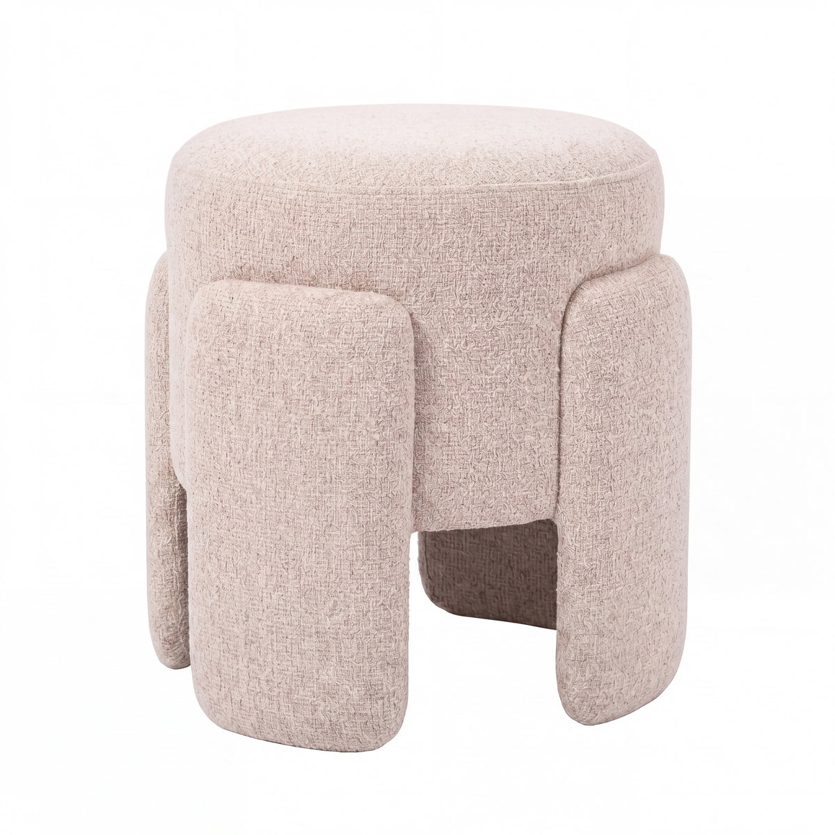 Pico Poef Stof Crème Rond Opulence van PTMD, extra productfoto van de stof poef in crème