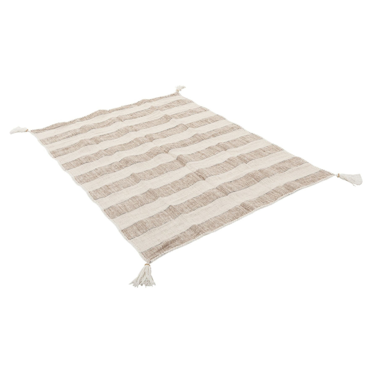 Plaid Stripes van MUST Living, katoenen plaid met streepdessin uitgevouwen