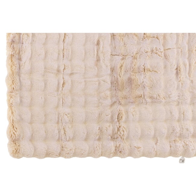 Plaid Wave Polyester Crème 130x180cm - Poef - J-Line - livinglovely.nl