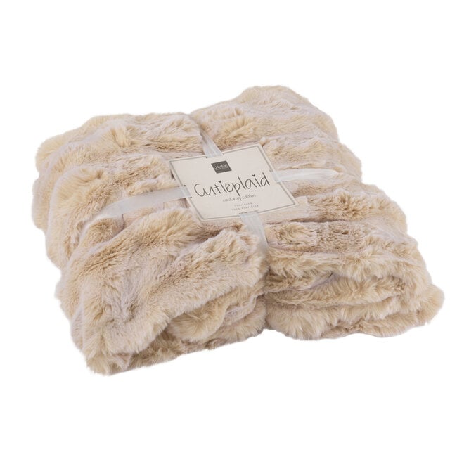 Plaid Wave Polyester Crème 130x180cm - Poef - J-Line - livinglovely.nl