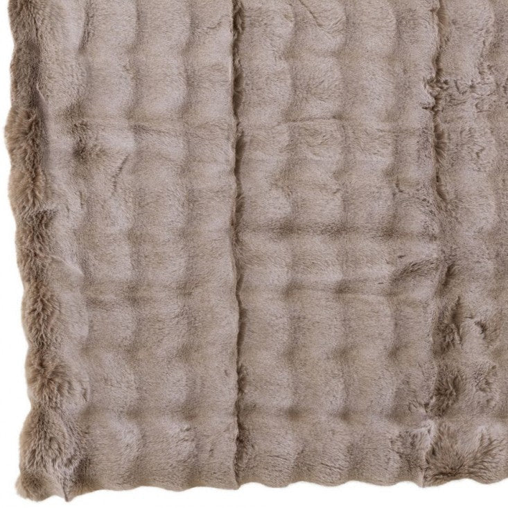 Plaid Wave Polyester Taupe 130x180cm - Poef - J-Line - livinglovely.nl